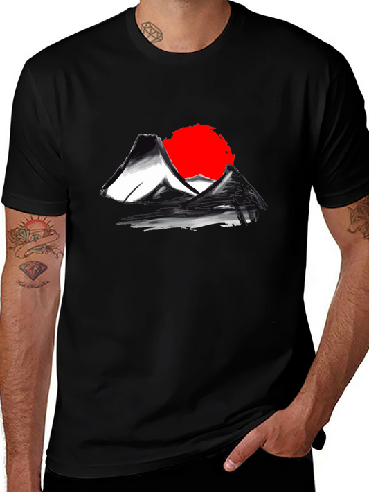 Japanese Mt. Fuji Rising Sun Graphic T-Shirt