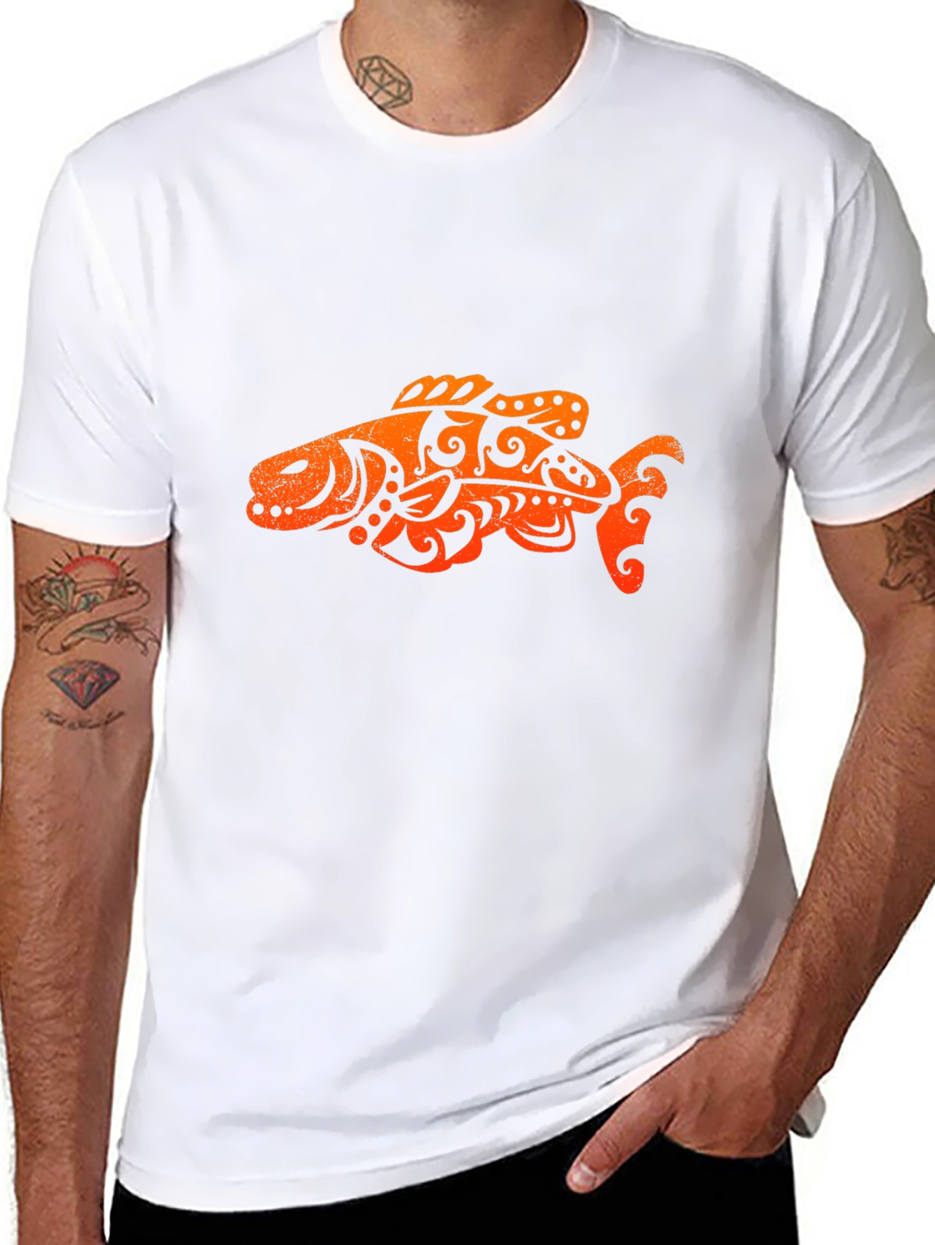 Tribal Fish Graphic Tee - Casual Comfort