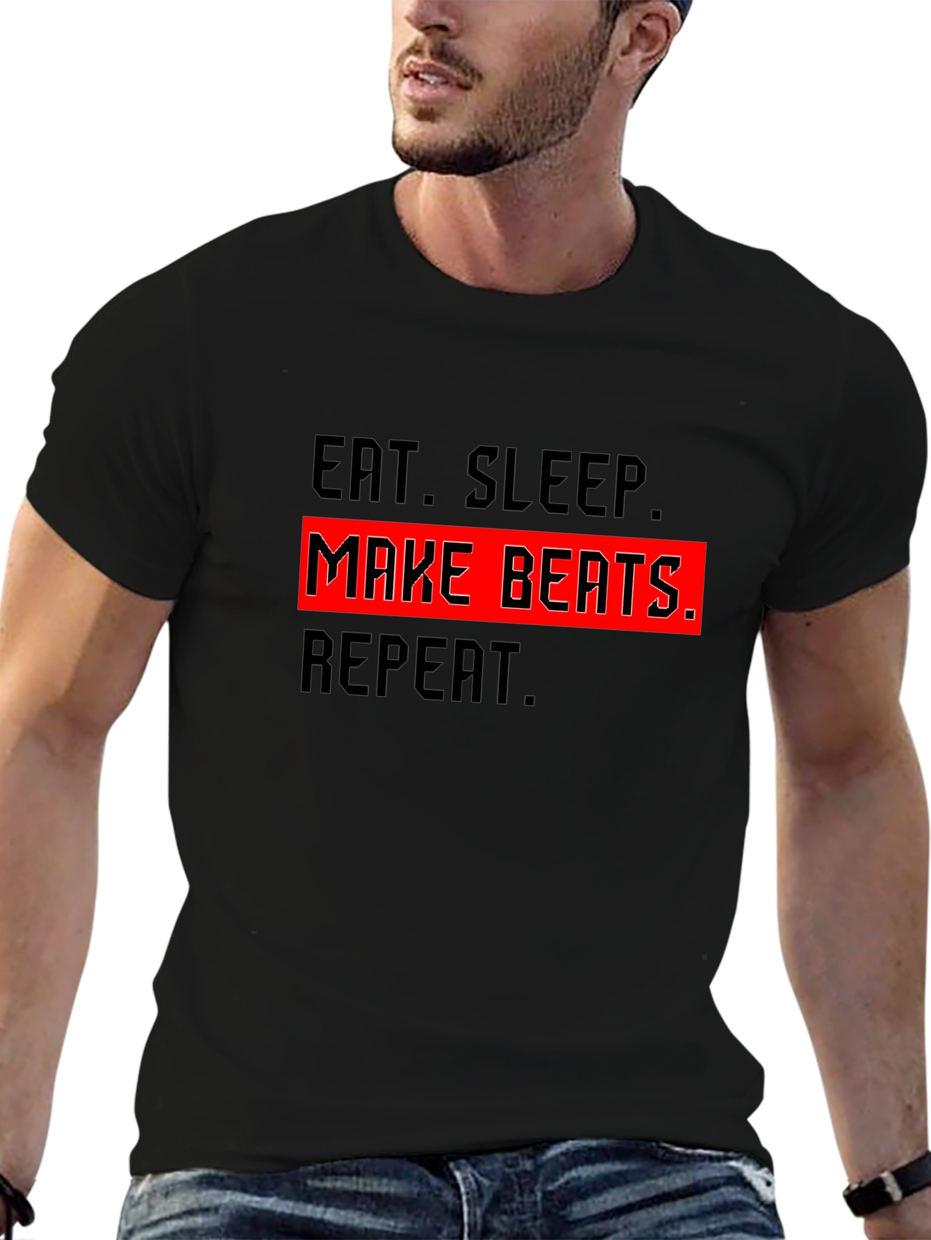 Eat Sleep Make Beats Repeat Black T-Shirt