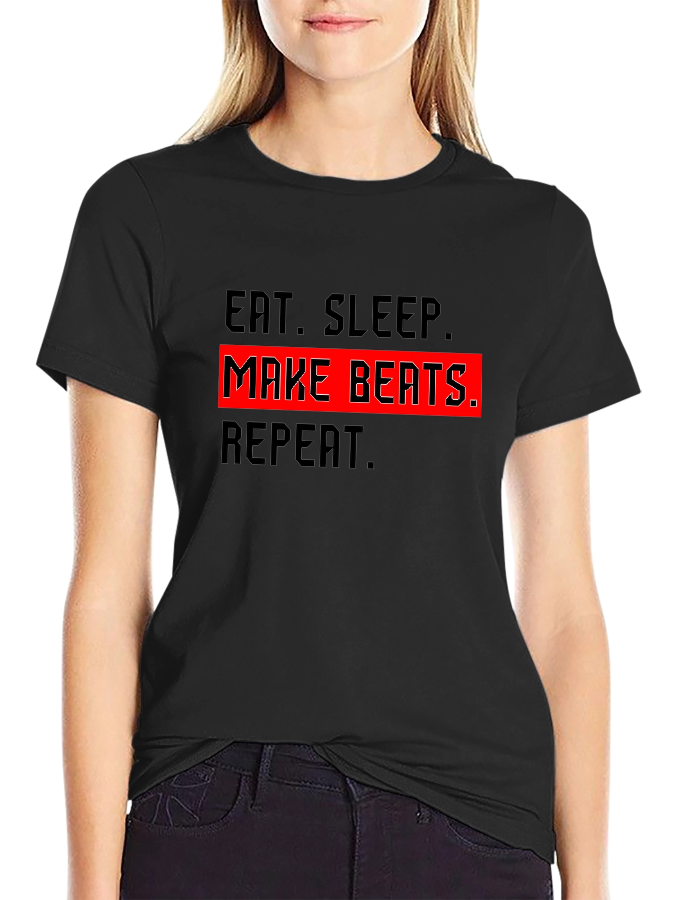 Eat Sleep Make Beats Repeat Black T-Shirt