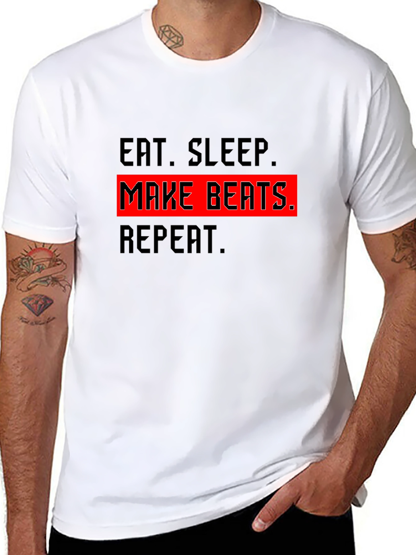 Eat Sleep Make Beats Repeat Black T-Shirt