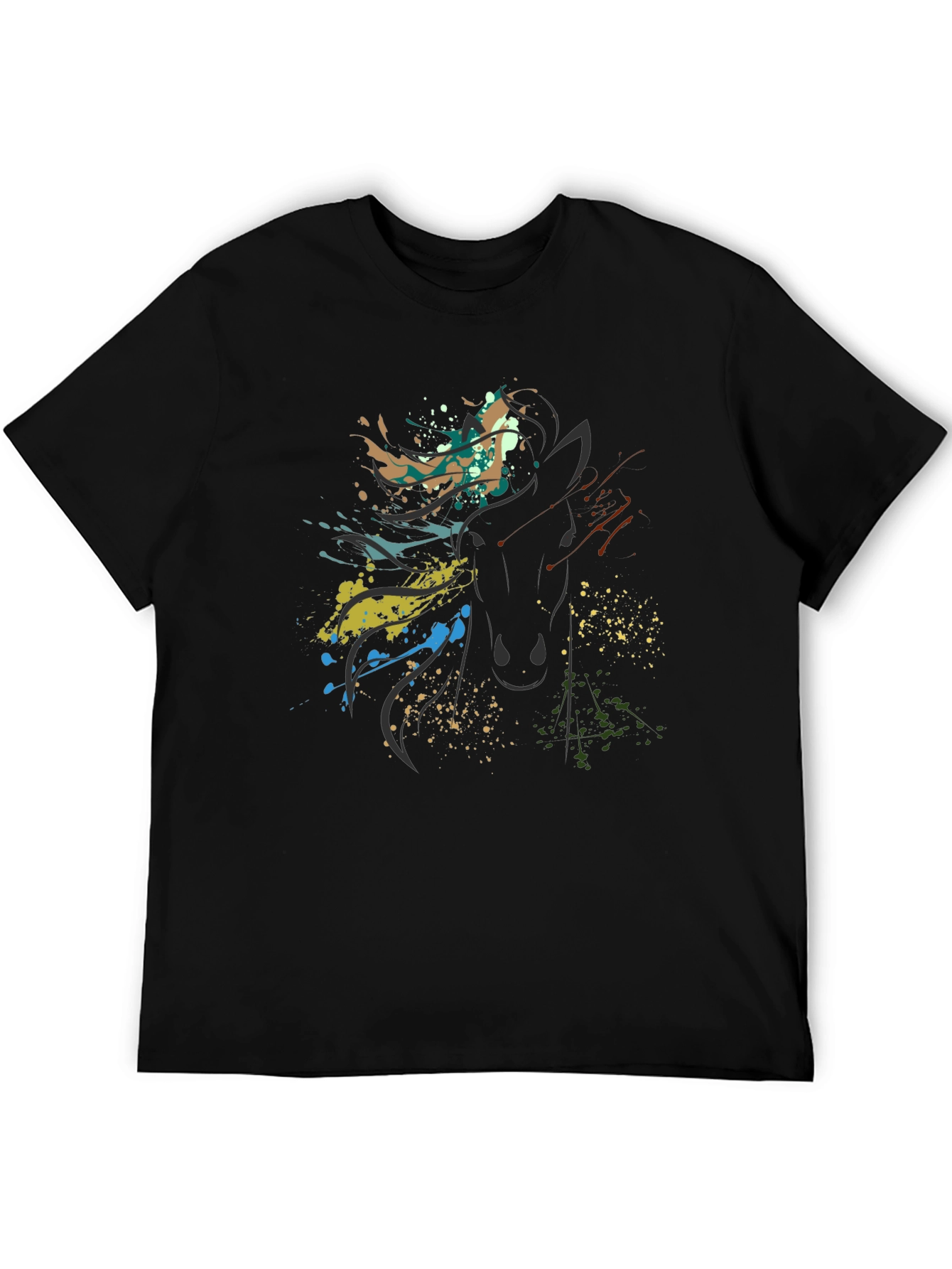 Abstract Horse Graphic Black Tee
