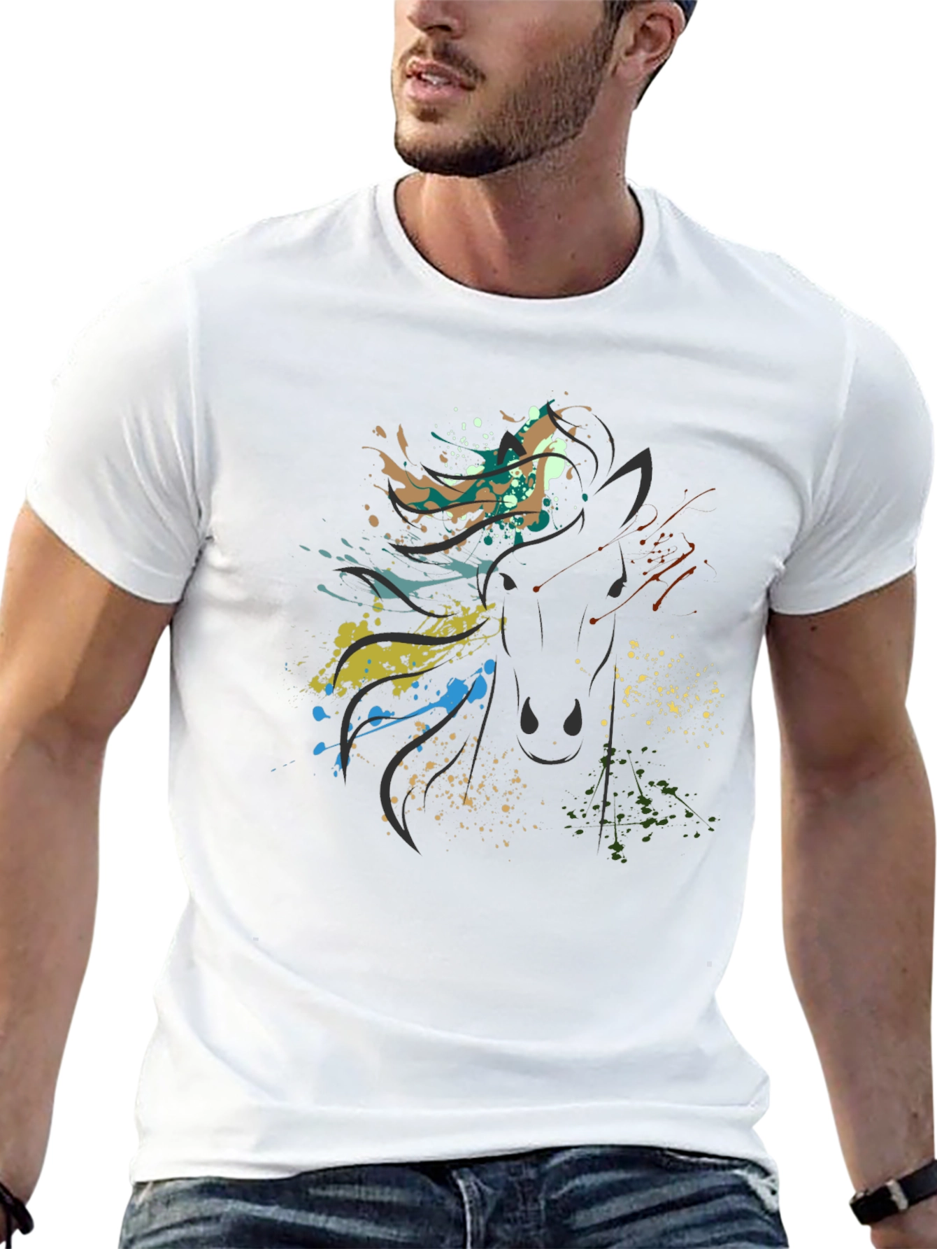 Abstract Horse Graphic Black Tee