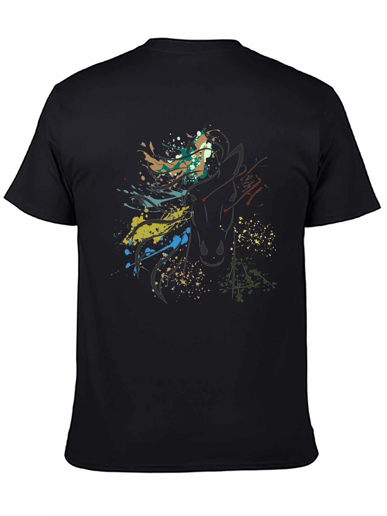 Abstract Horse Graphic Black Tee
