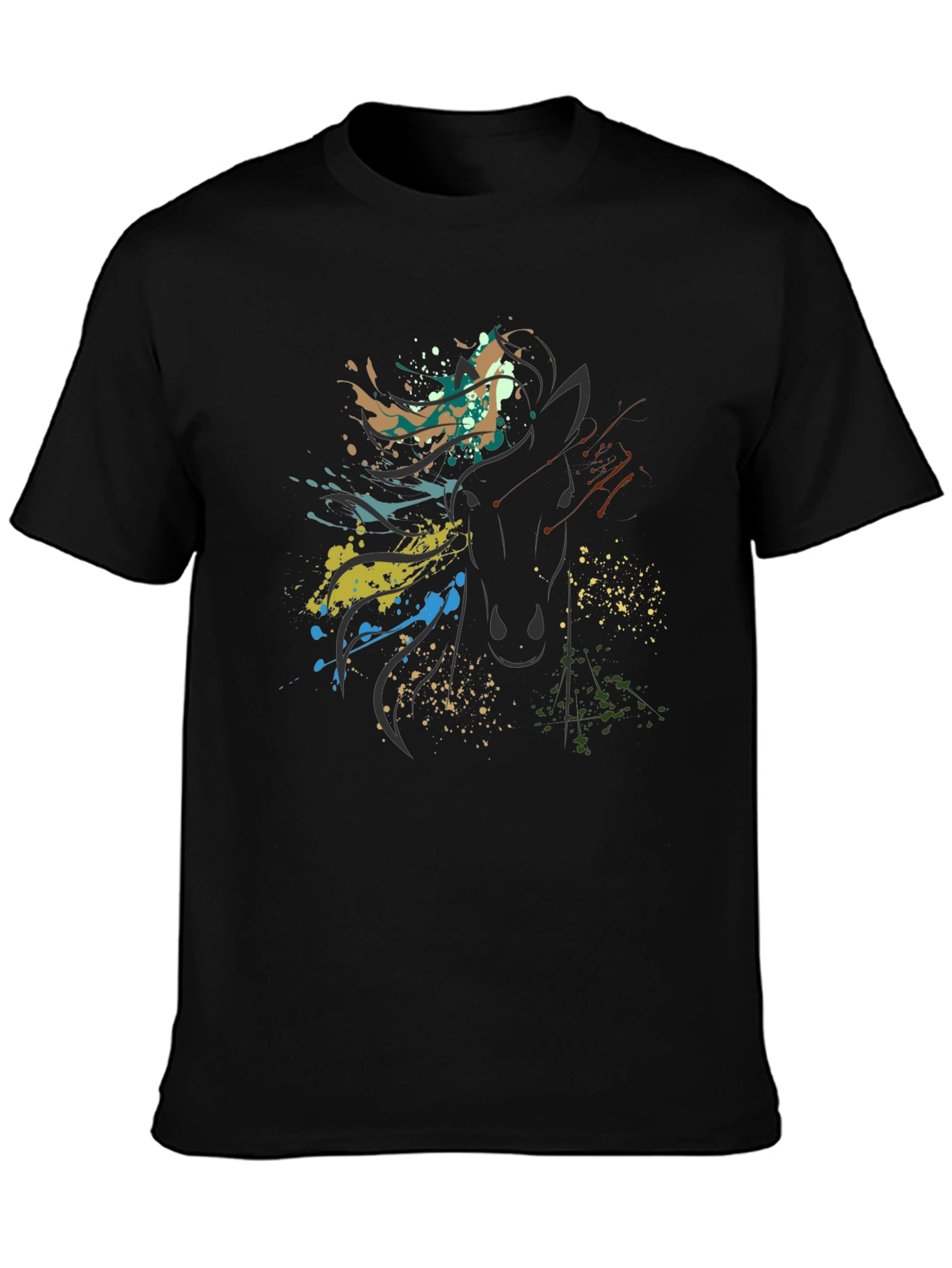 Abstract Horse Graphic Black Tee
