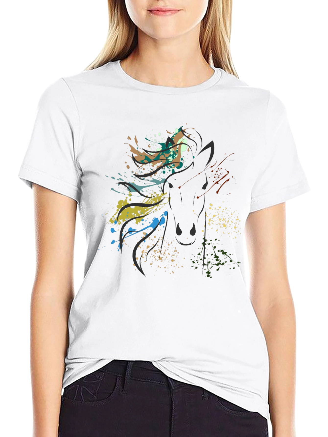 Abstract Horse Graphic Black Tee