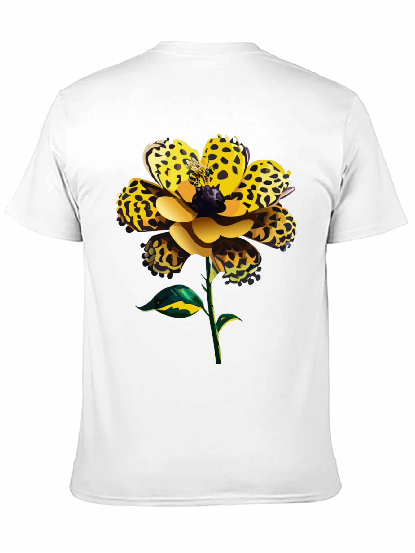 Leopard Print Flower Graphic Black Tee