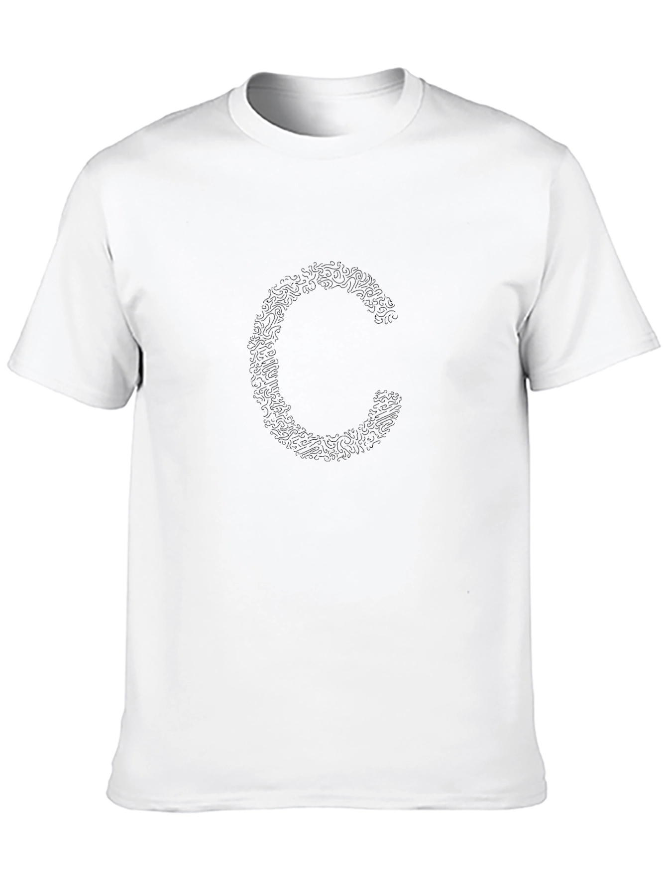 Mens Black Crew Neck T-Shirt - C Design