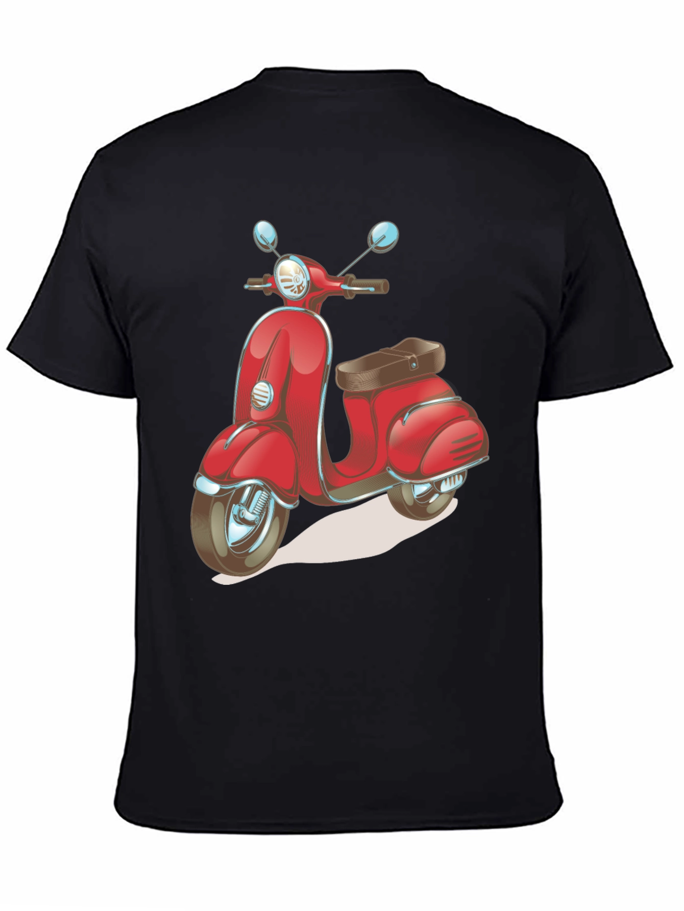 Retro Scooter Graphic Tee - Stylish Black Cotton T-Shirt
