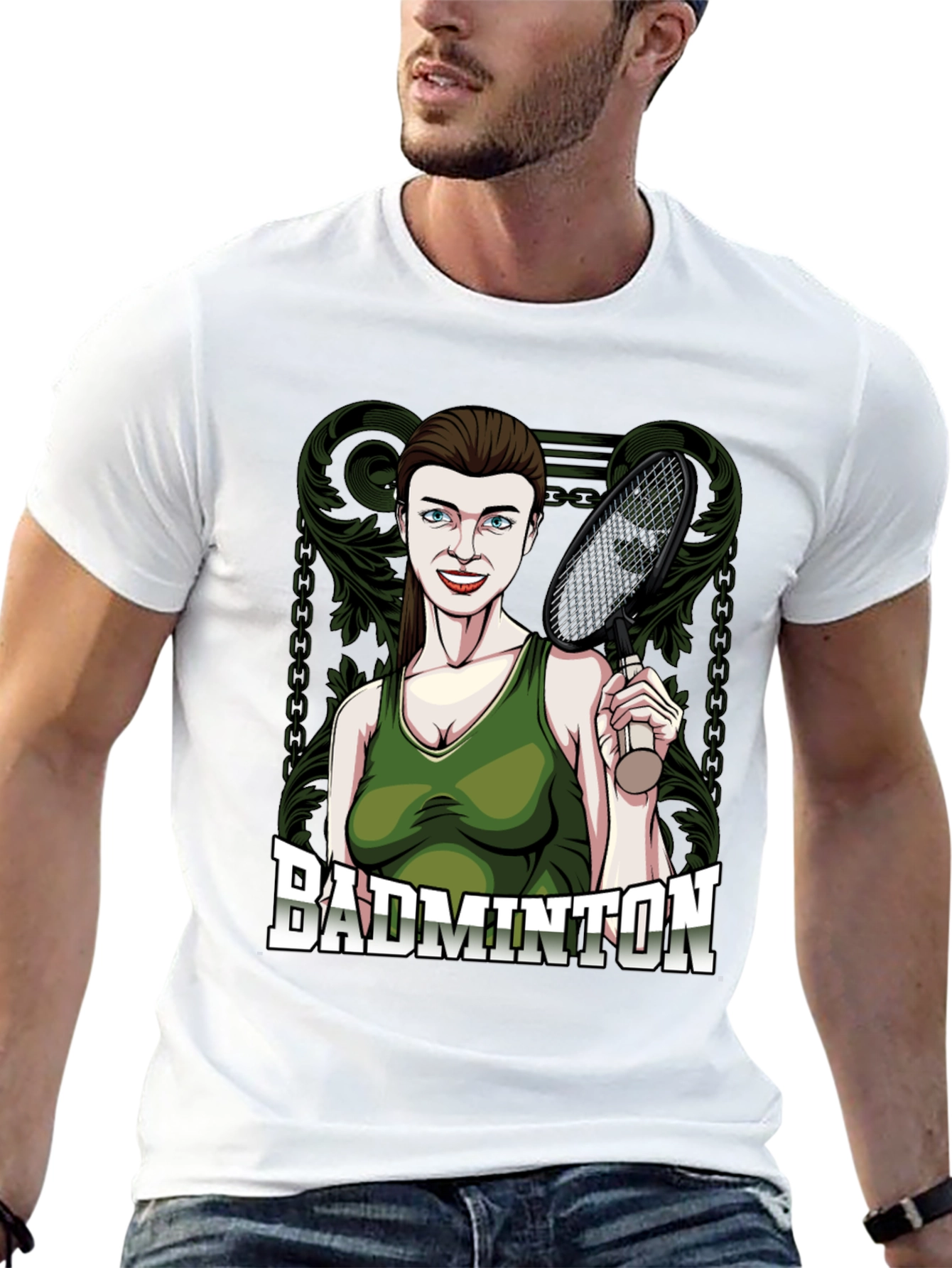 Badminton Cartoon Graphic T-Shirt