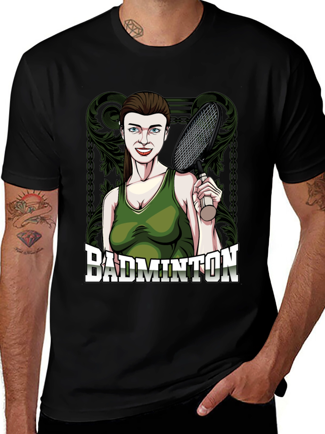Badminton Cartoon Graphic T-Shirt