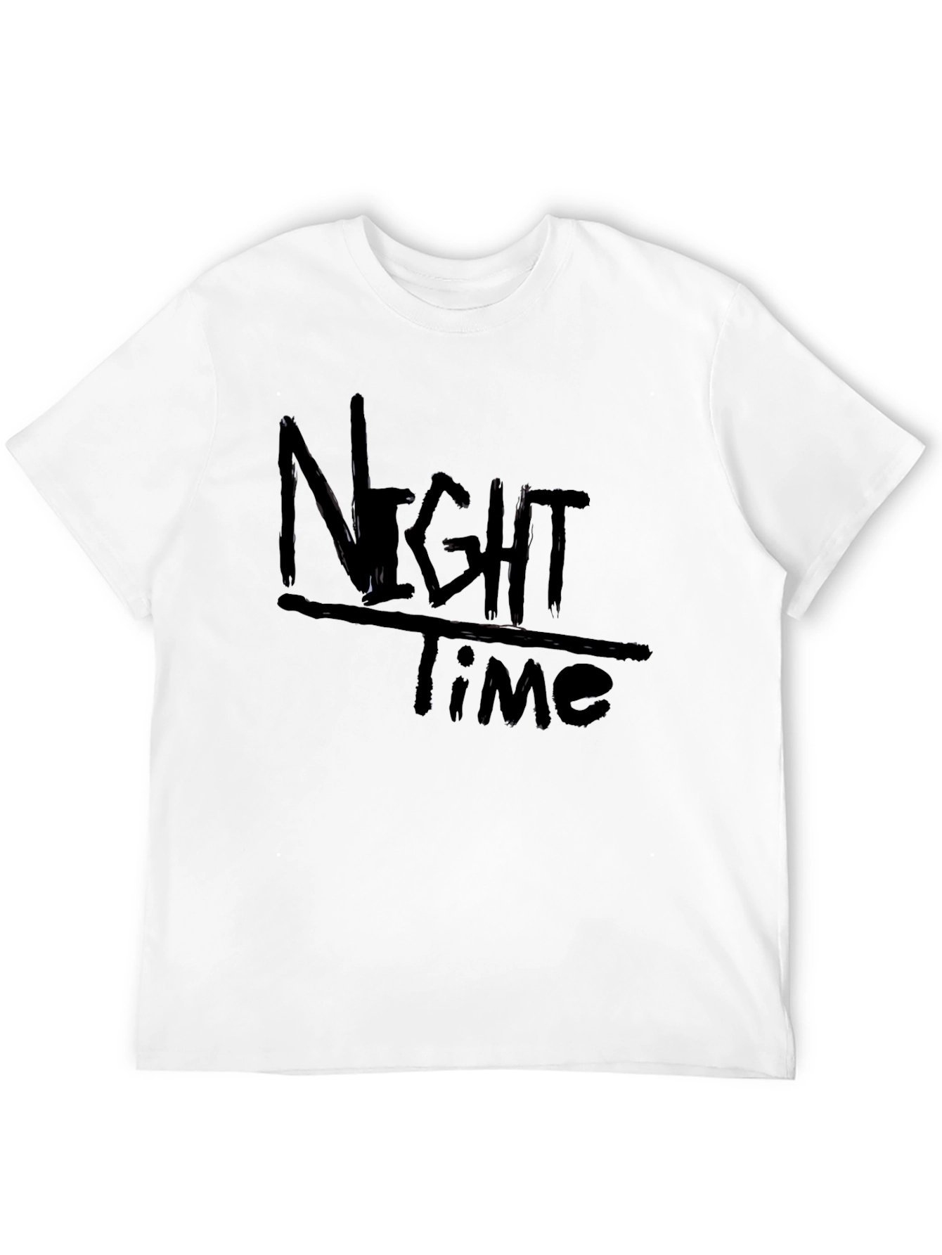 Night Time Black Graphic Tee Casual Comfort Style