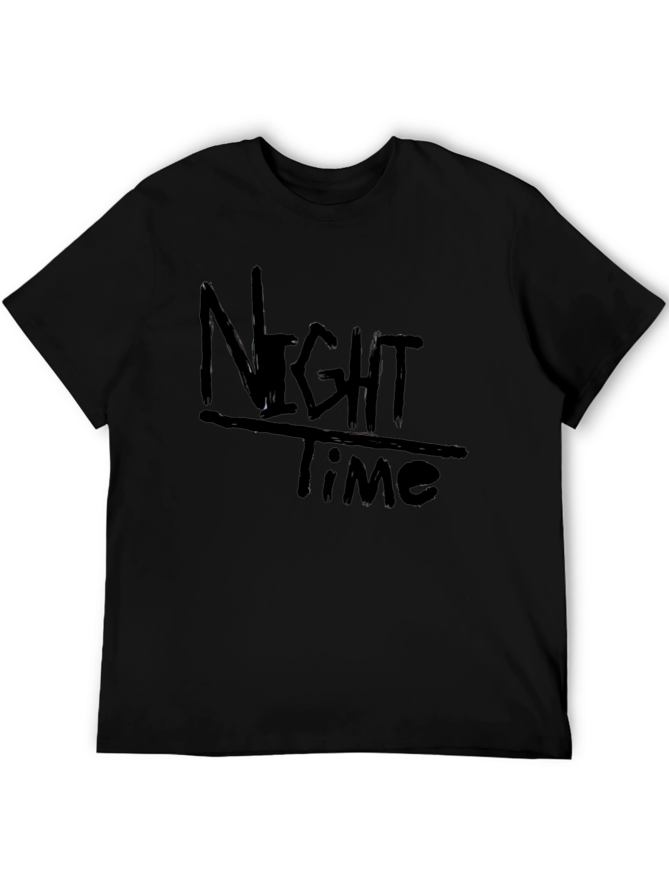 Night Time Black Graphic Tee Casual Comfort Style