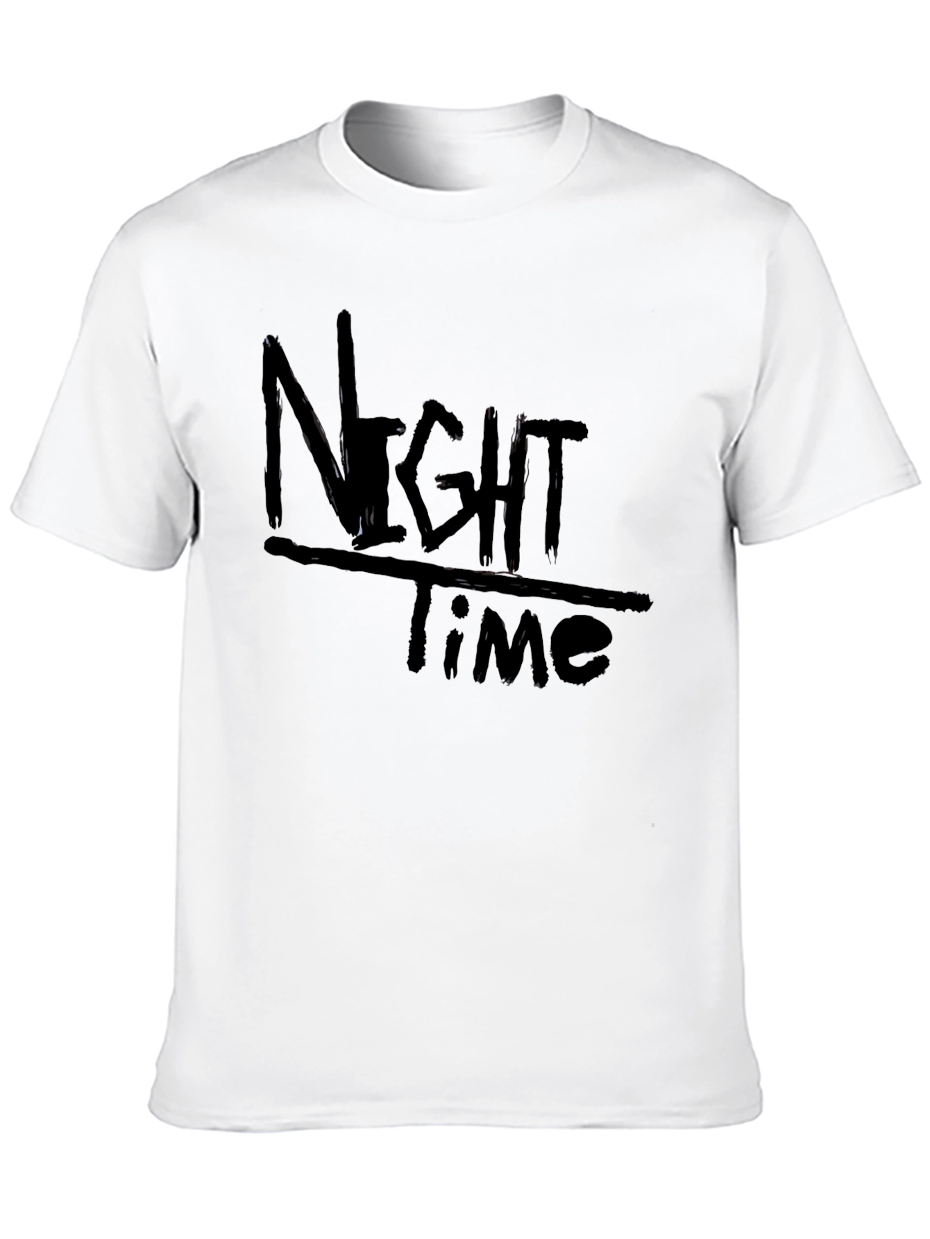 Night Time Black Graphic Tee Casual Comfort Style