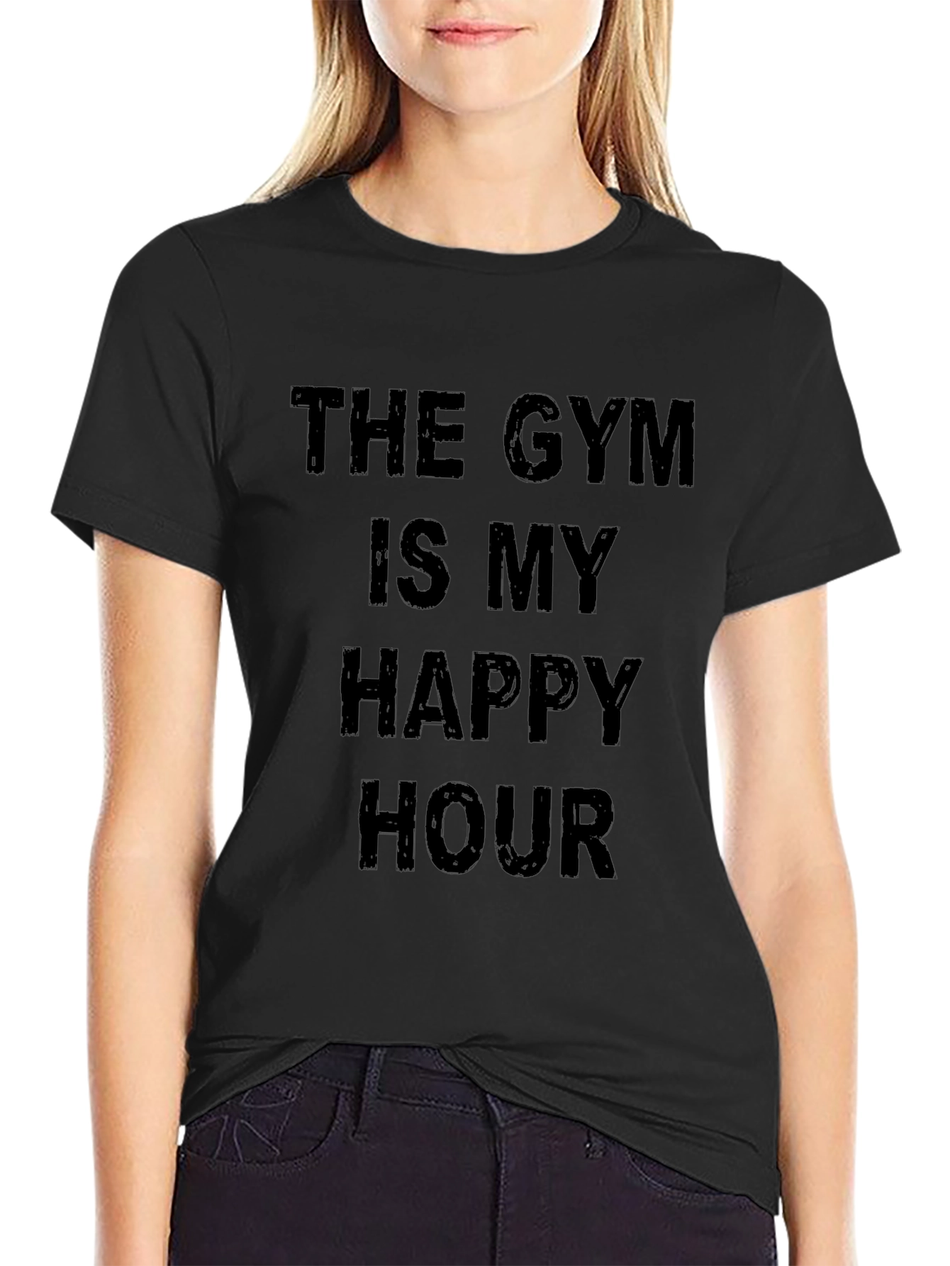 Gym is My Happy Hour Black T-Shirt