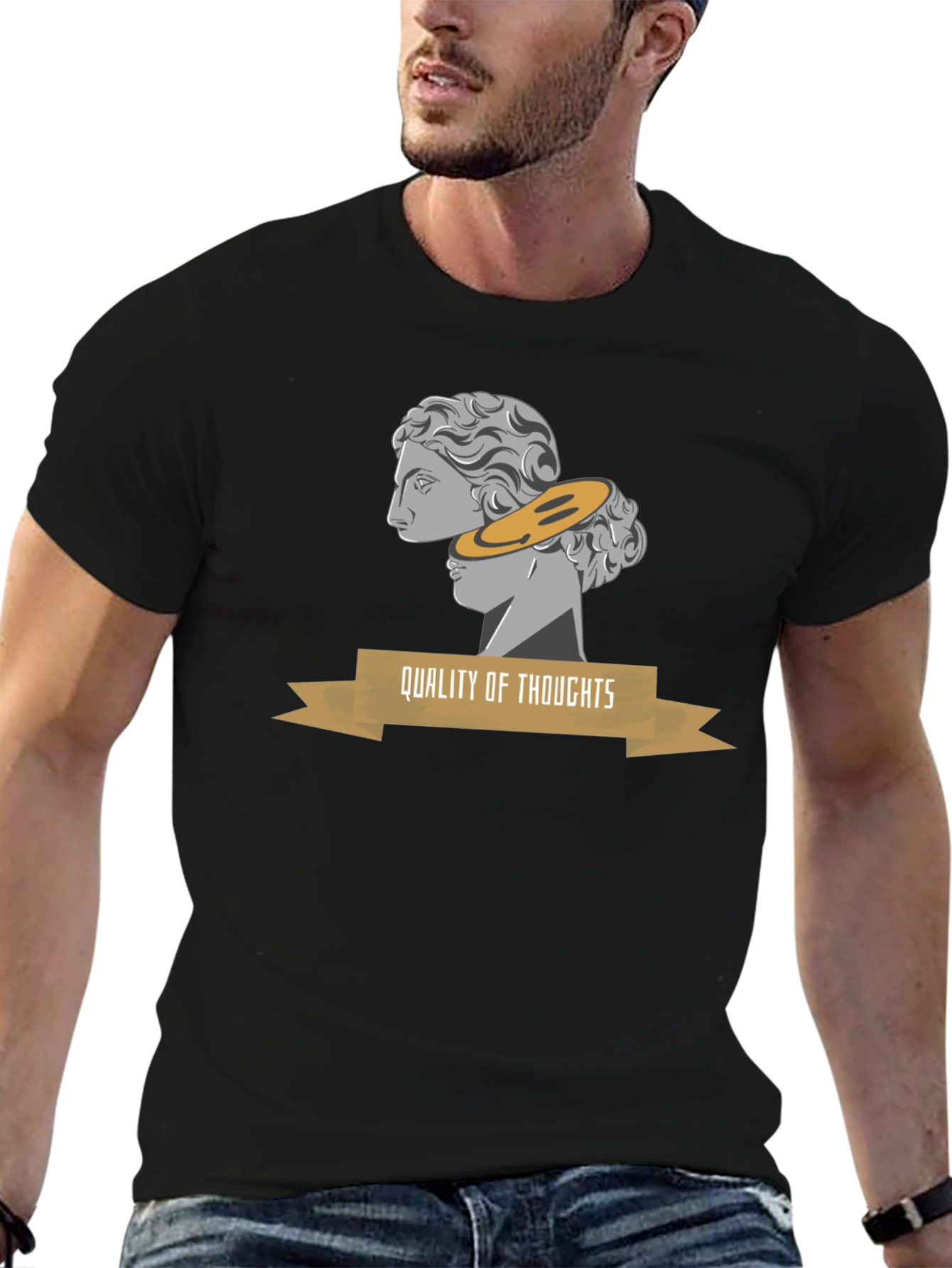Quality of Thoughts Graphic Tee - Stylish Black T-Shirt