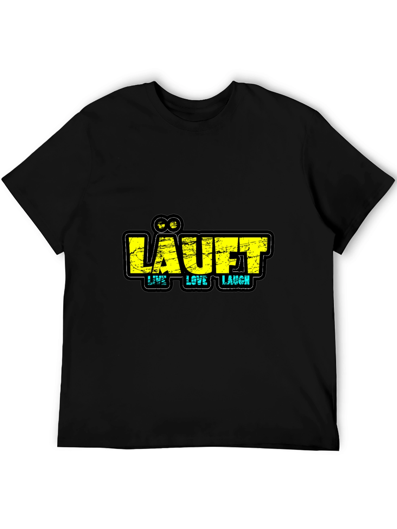 LÄUFT Live Love Laugh Black Graphic T-Shirt