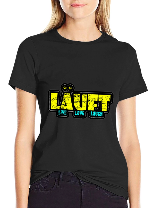 LÄUFT Live Love Laugh Black Graphic T-Shirt