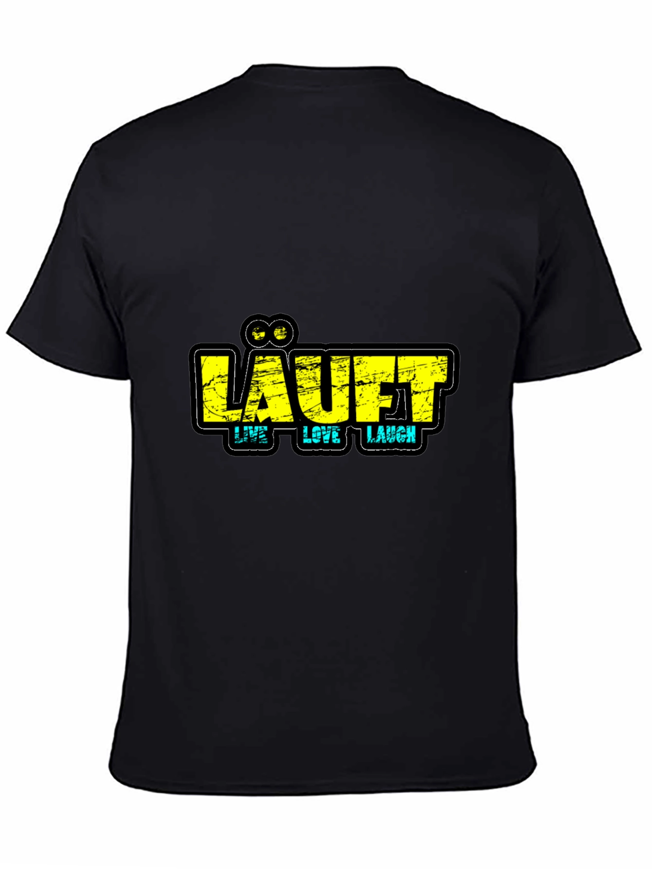 LÄUFT Live Love Laugh Black Graphic T-Shirt