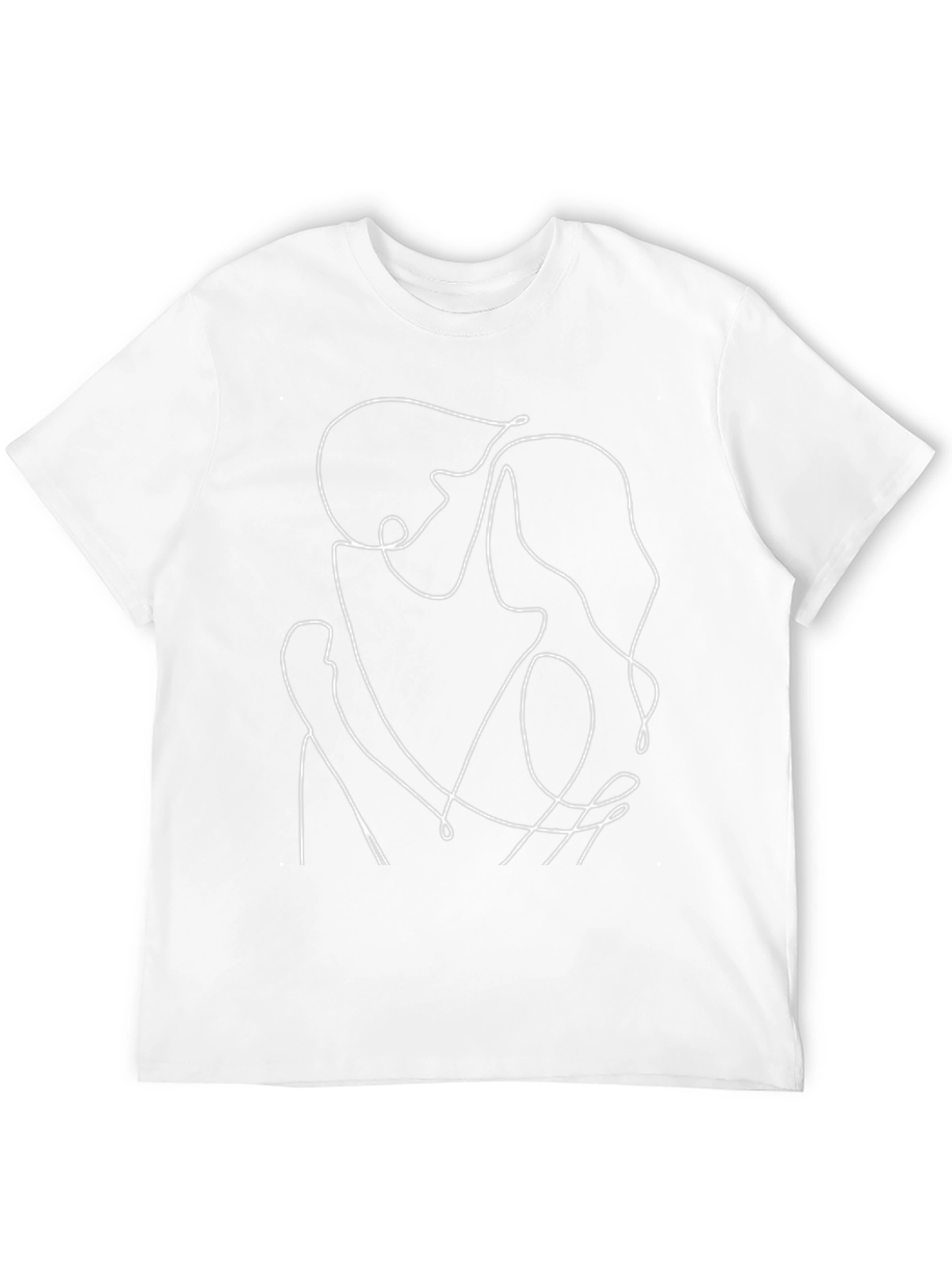 Abstract Line Art Tee - Black Cotton Casual Shirt