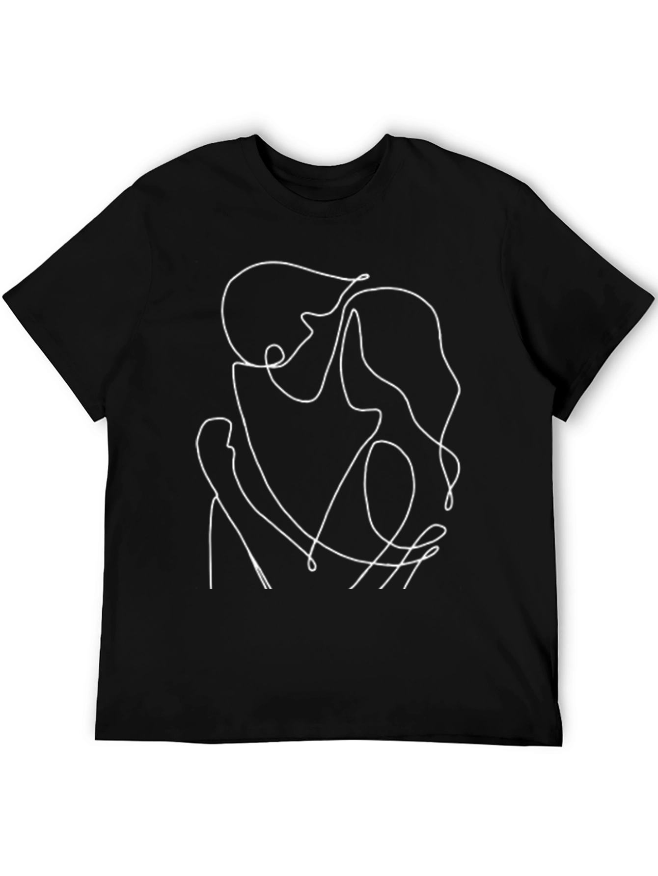 Abstract Line Art Tee - Black Cotton Casual Shirt