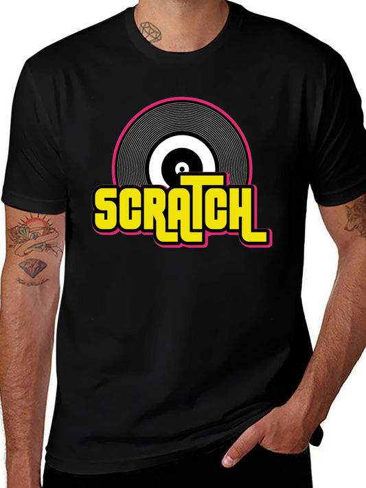 Scratch Record Graphic T-Shirt - Retro DJ Music Tee