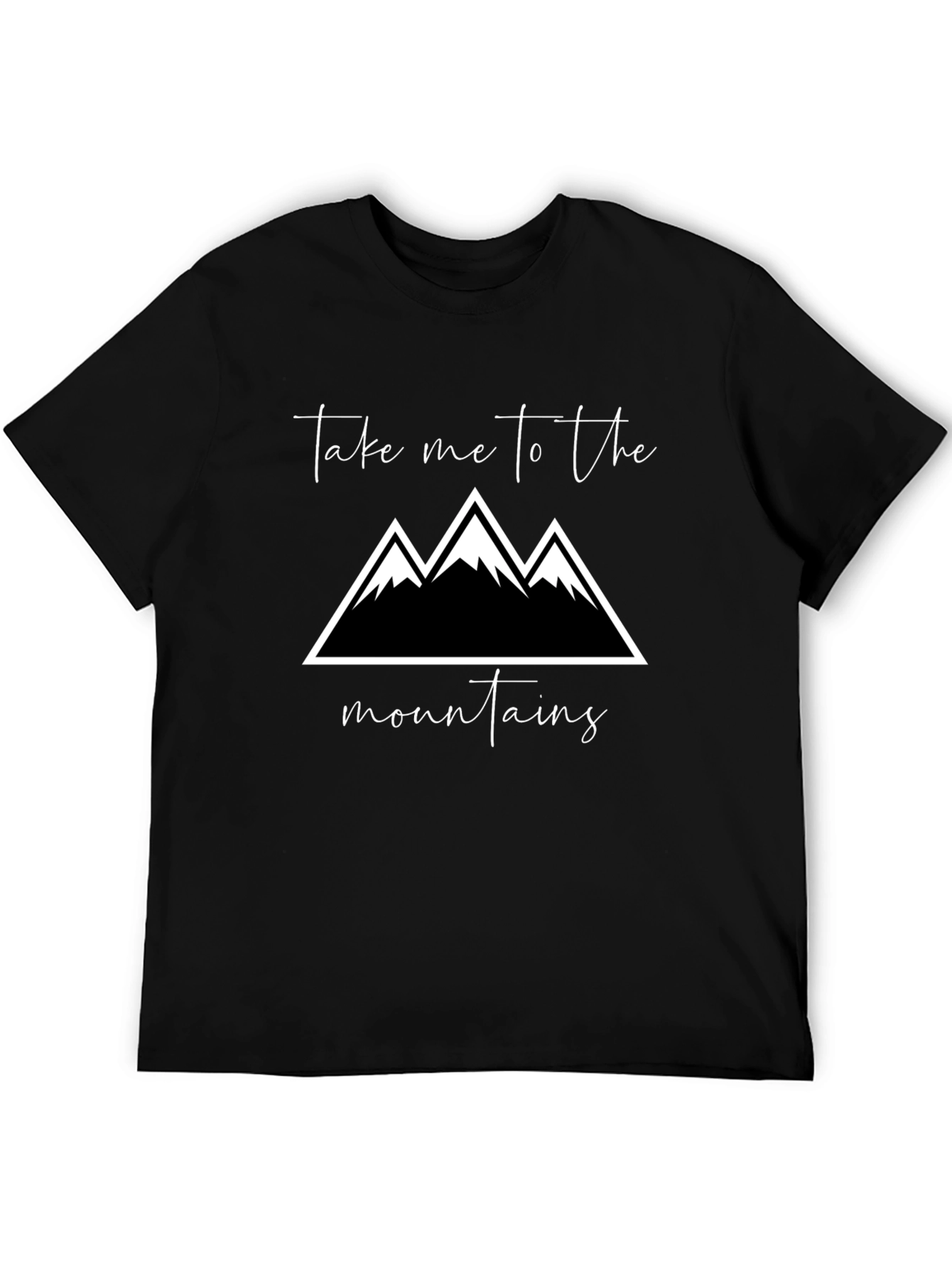 Mountains Graphic Tee - Black Cotton T-Shirt