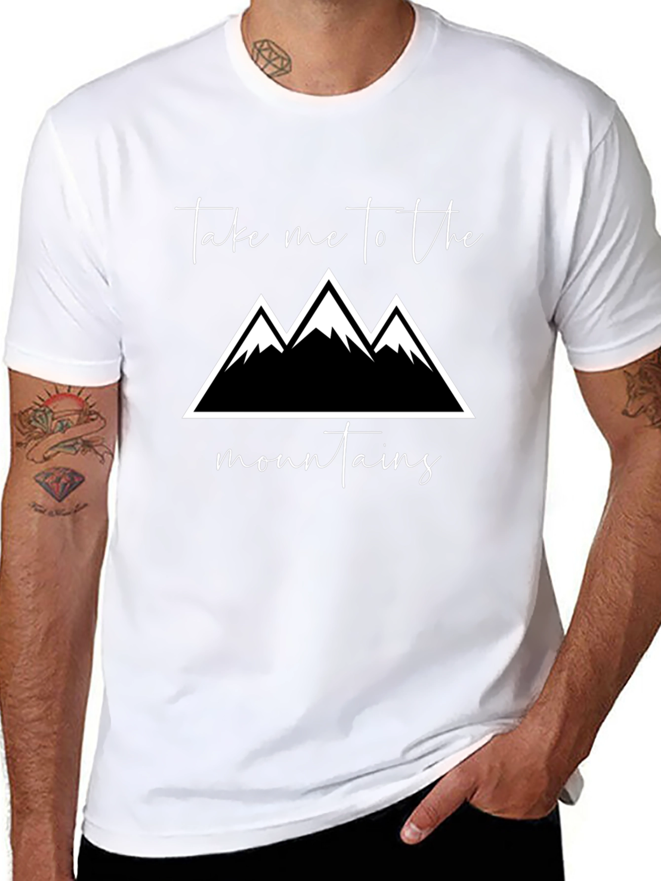 Mountains Graphic Tee - Black Cotton T-Shirt