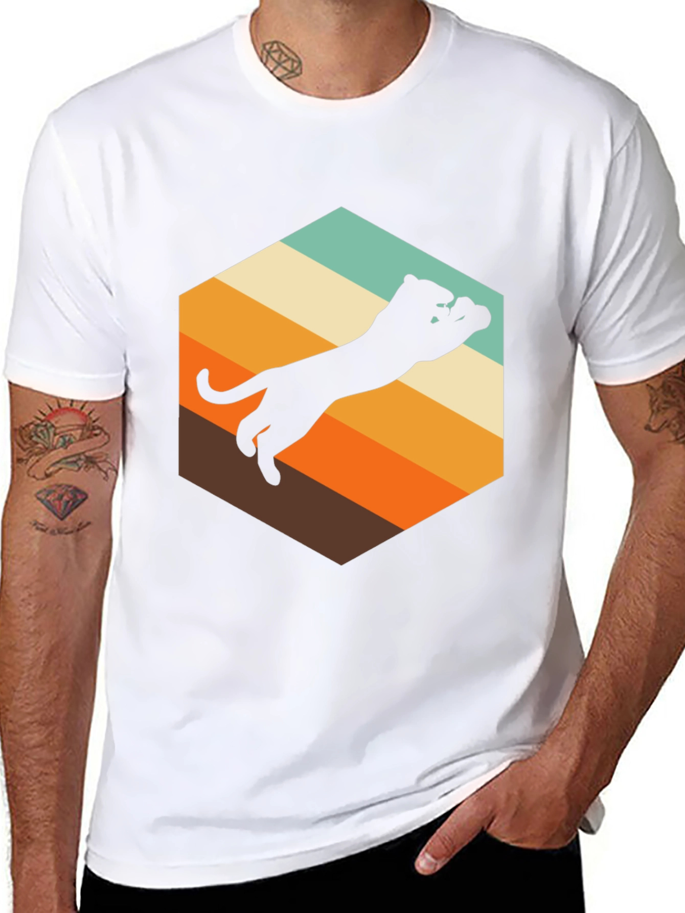 Retro Panther Graphic Tee - Mens Black T-Shirt