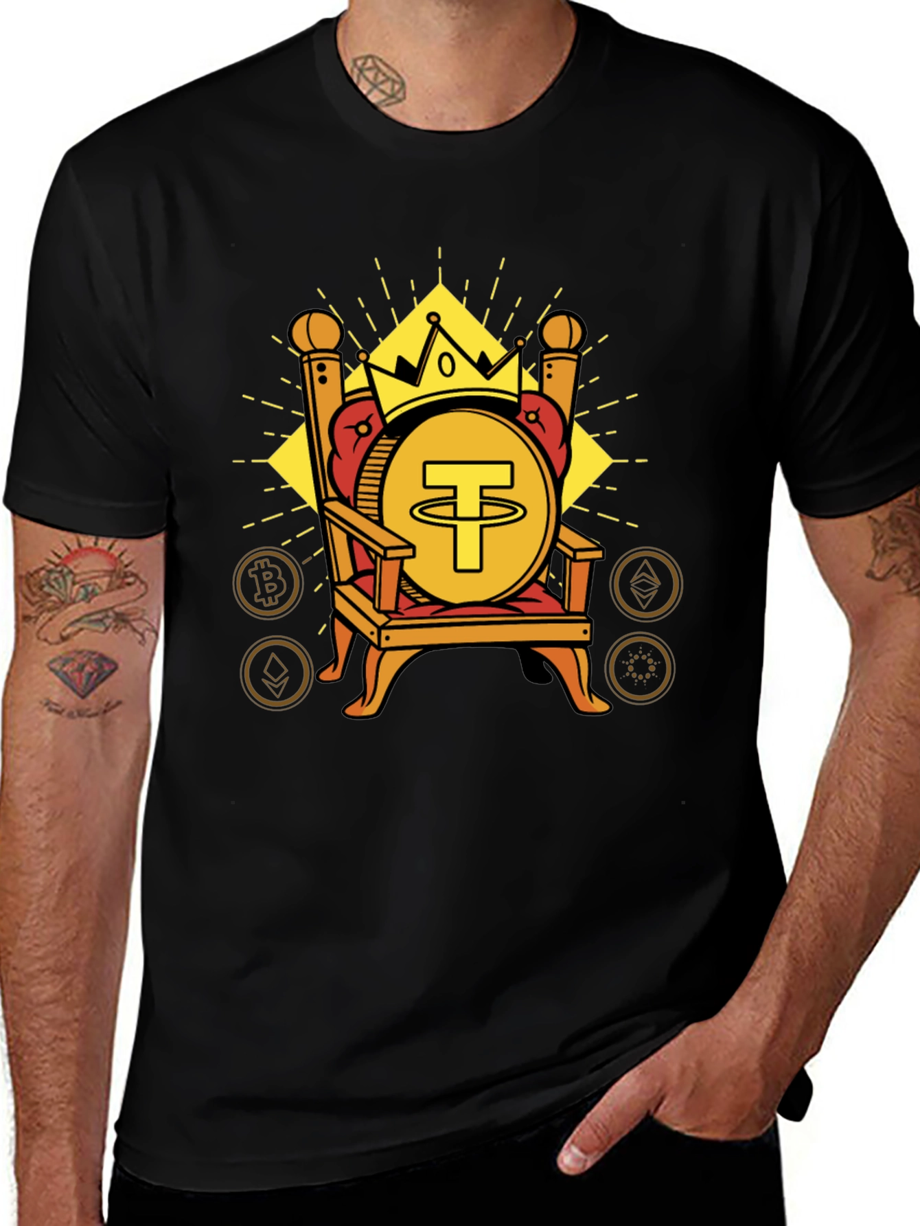 Crypto King T-Shirt - Tether USDT Throne Design