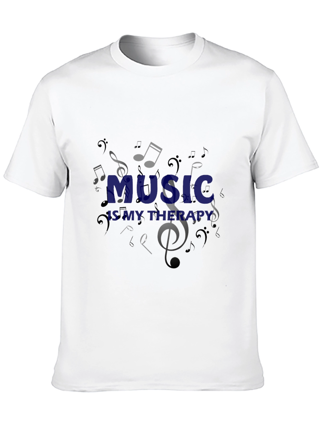 Music is My Therapy Black Graphic T-Shirt