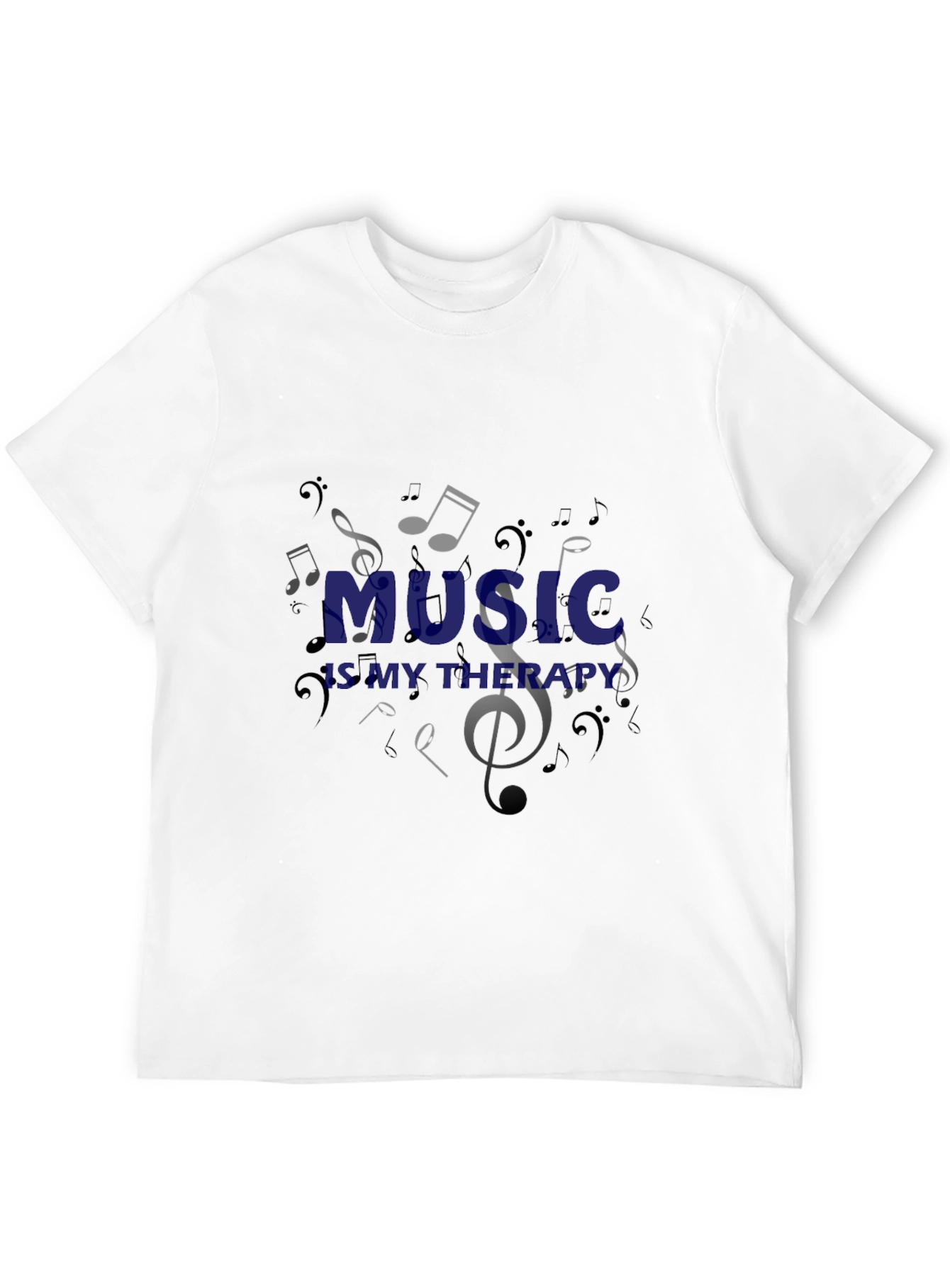 Music is My Therapy Black Graphic T-Shirt