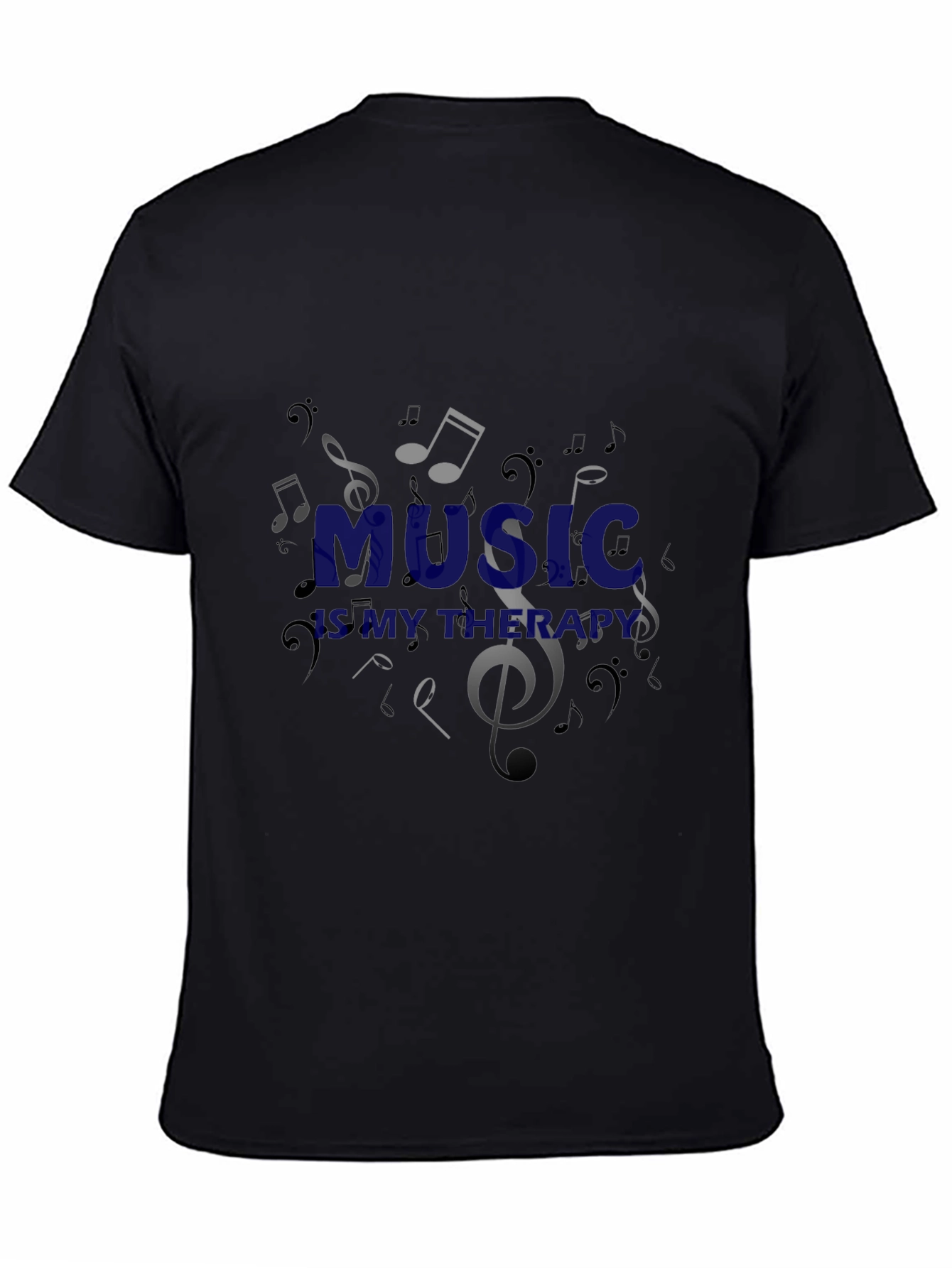 Music is My Therapy Black Graphic T-Shirt