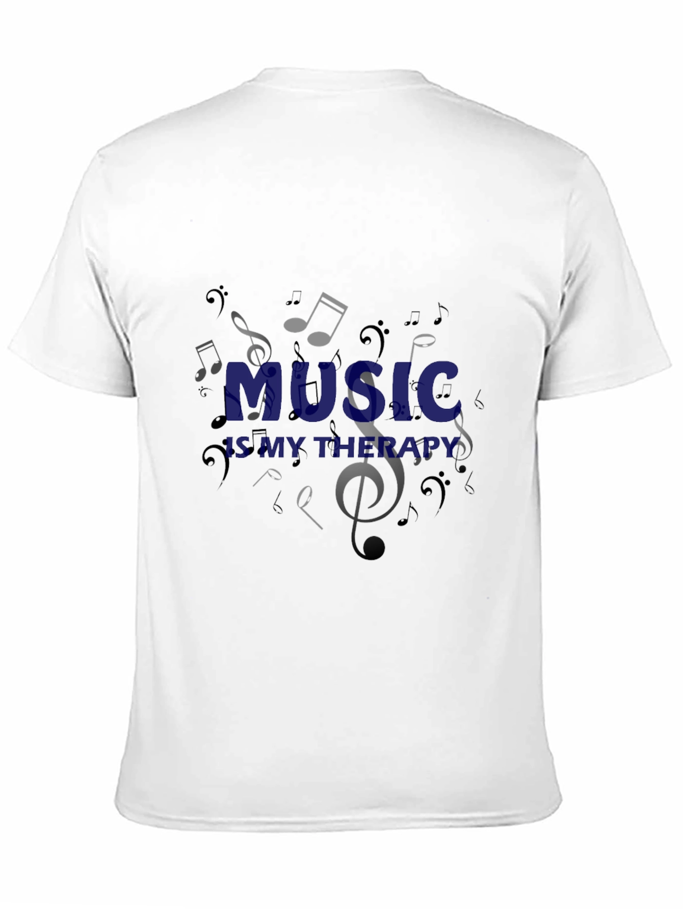 Music is My Therapy Black Graphic T-Shirt