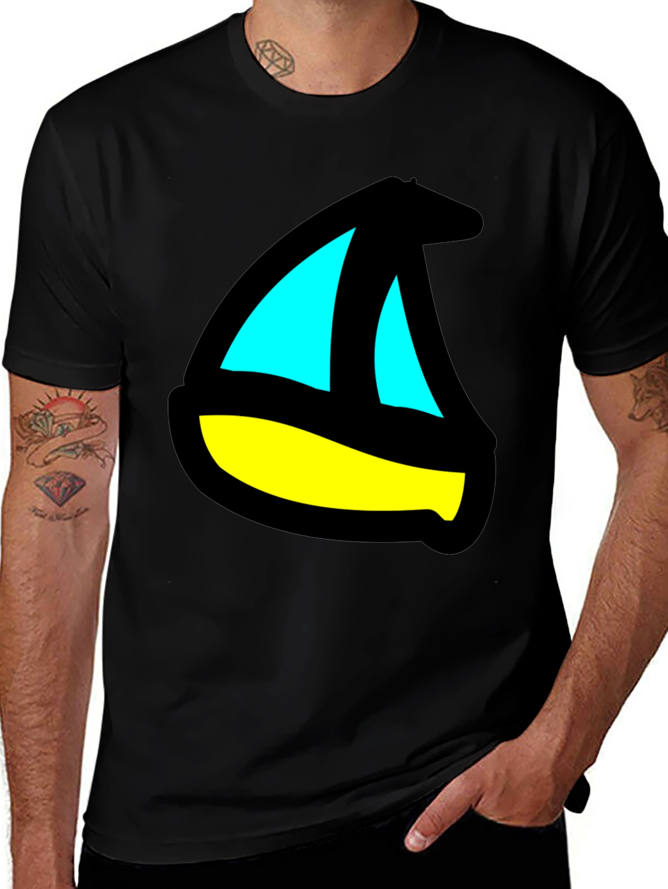 Sailboat Graphic Black T-Shirt