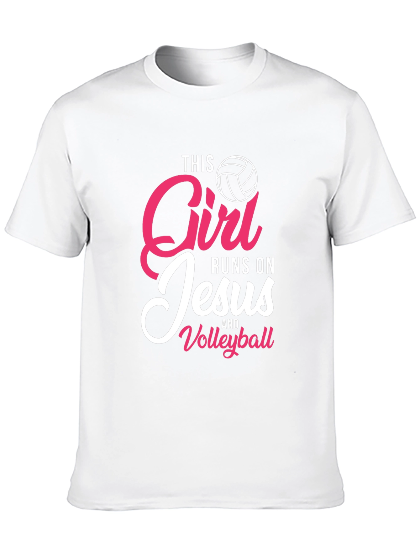 Girl Runs On Jesus and Volleyball T-Shirt