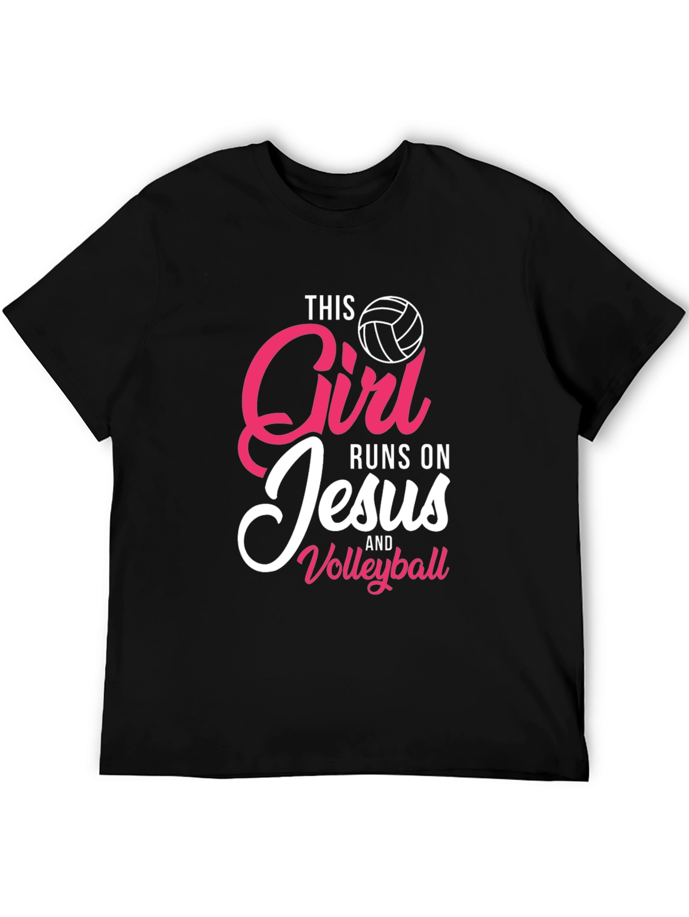 Girl Runs On Jesus and Volleyball T-Shirt