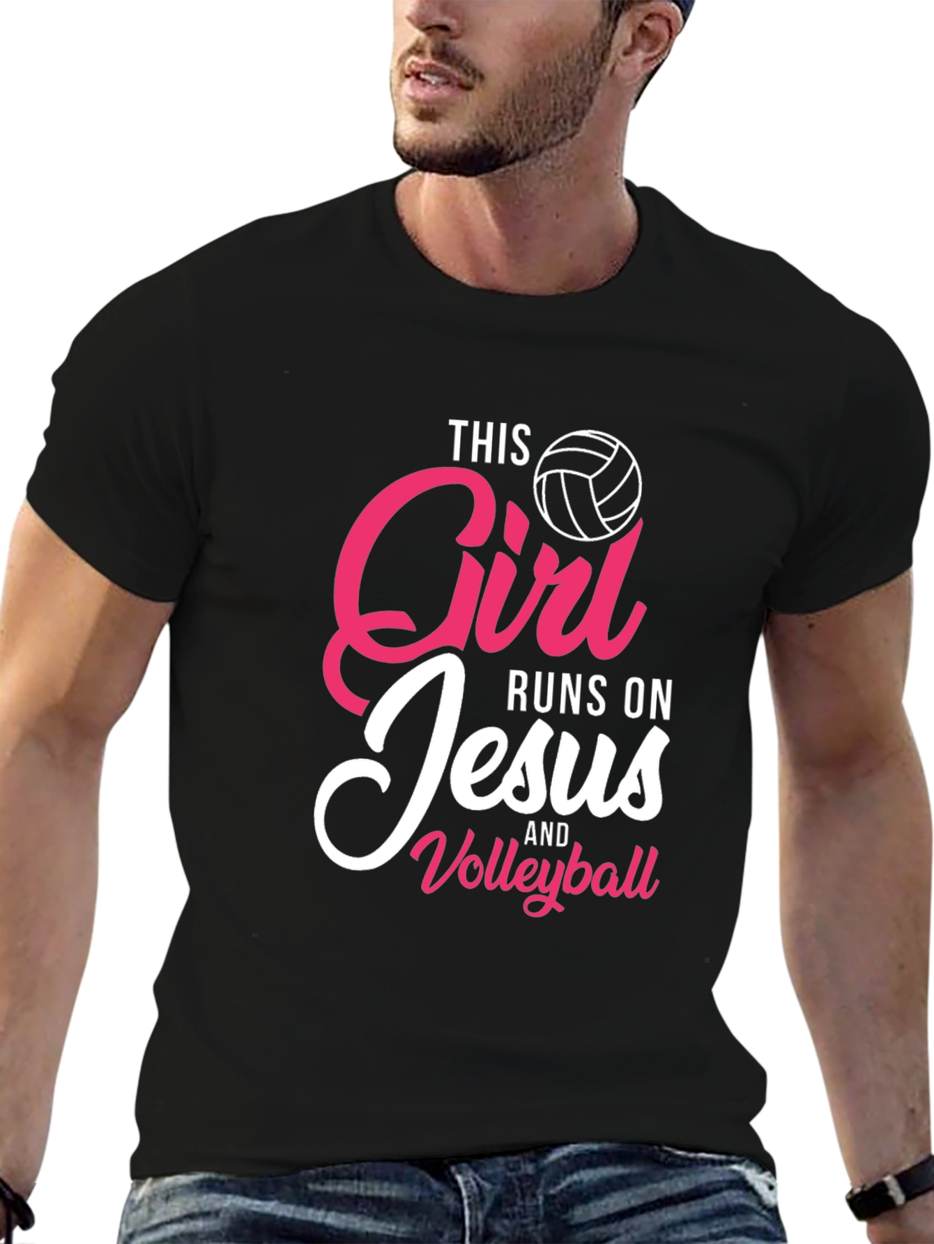 Girl Runs On Jesus and Volleyball T-Shirt