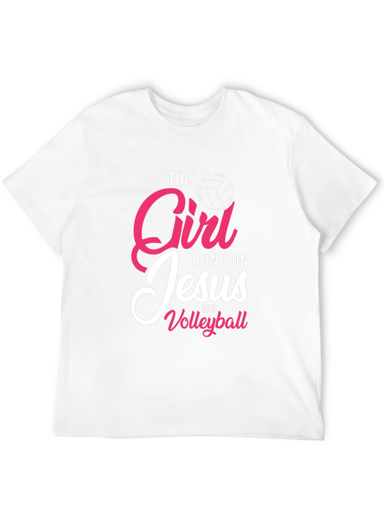 Girl Runs On Jesus and Volleyball T-Shirt