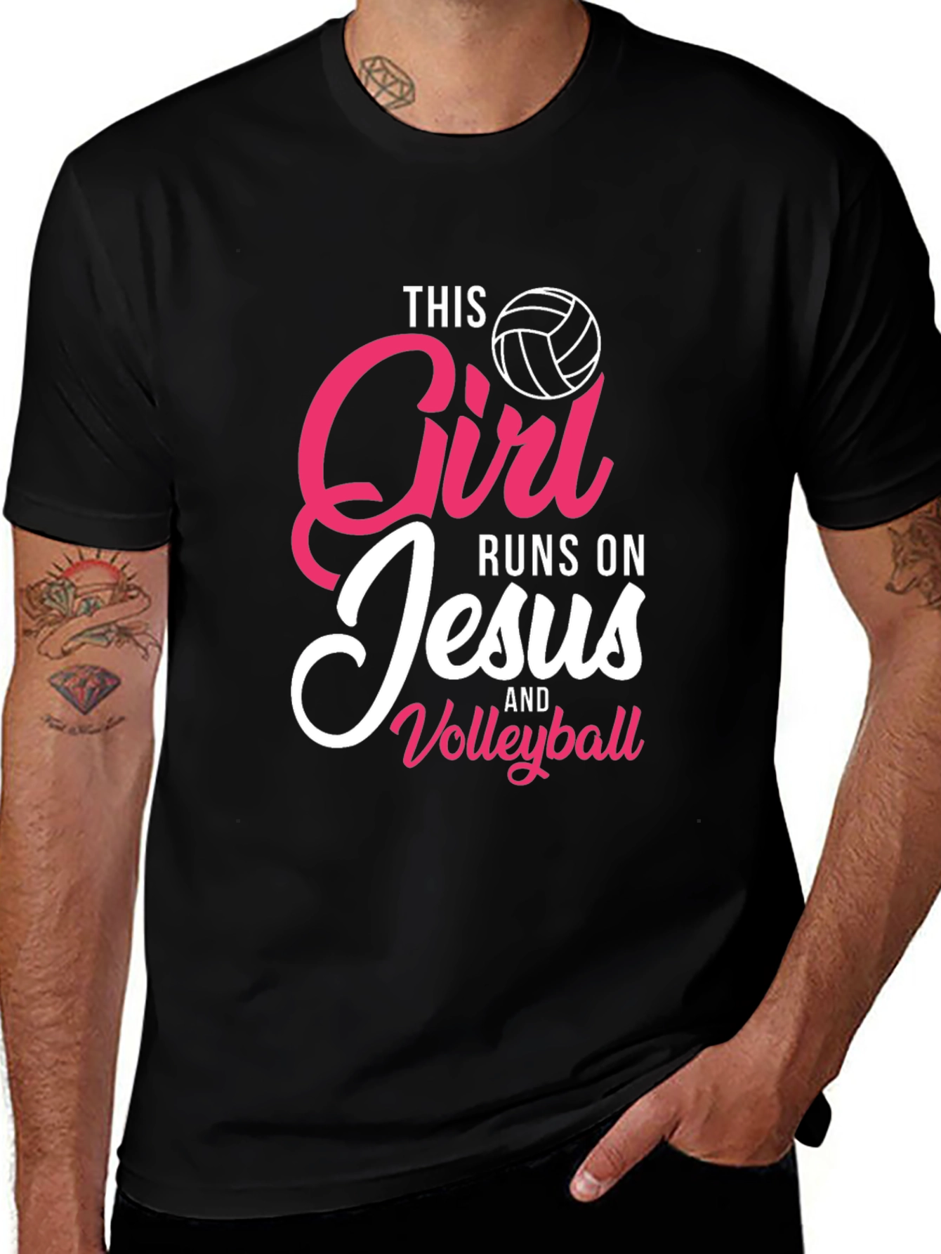 Girl Runs On Jesus and Volleyball T-Shirt