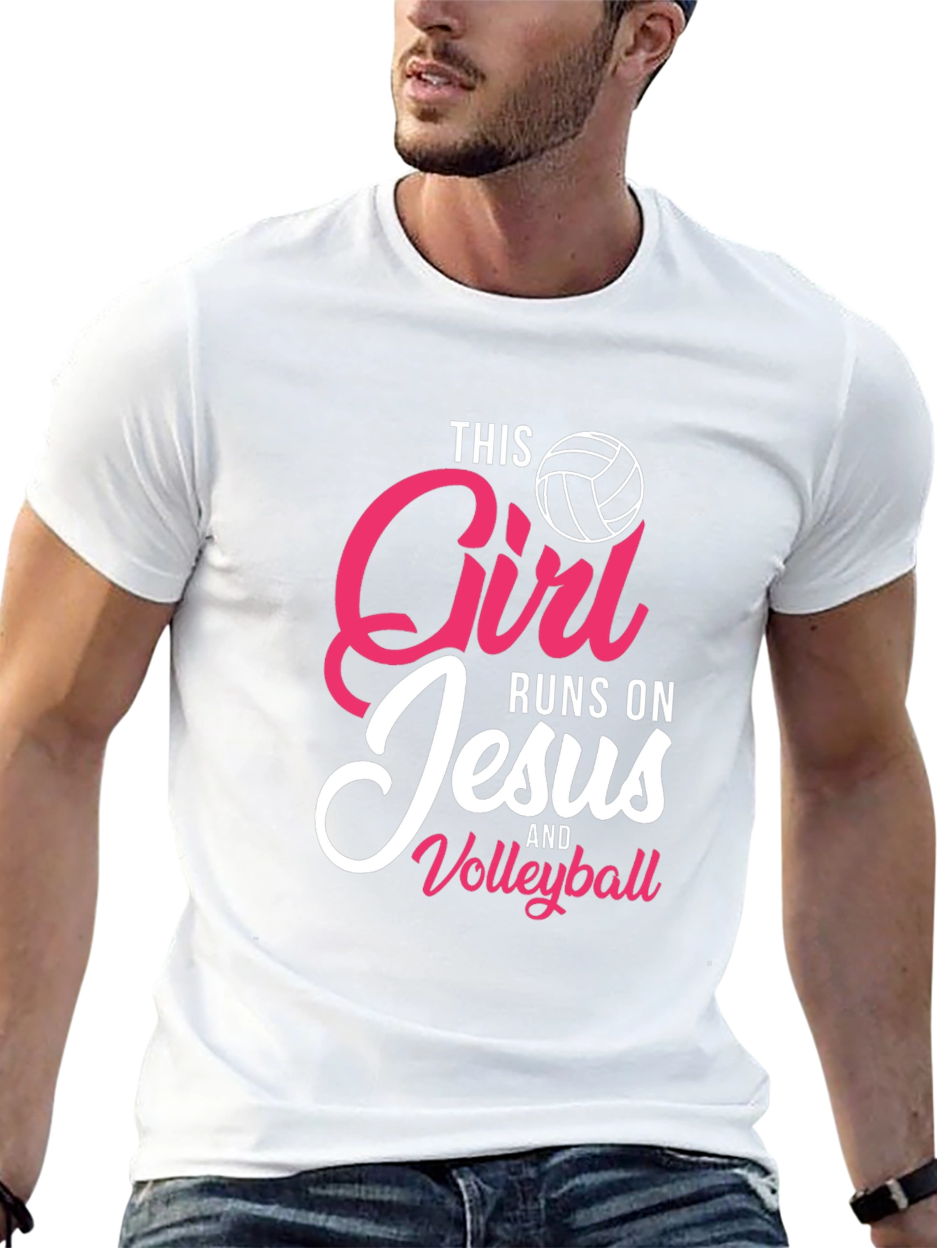 Girl Runs On Jesus and Volleyball T-Shirt