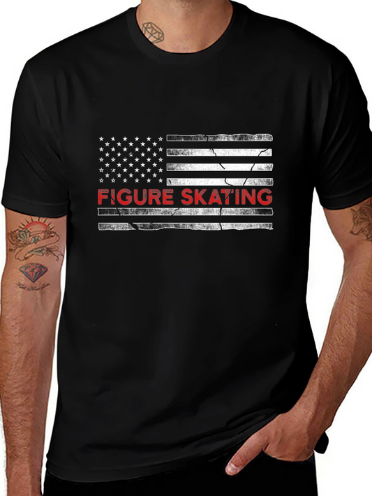 Figure Skating American Flag Graphic Tee