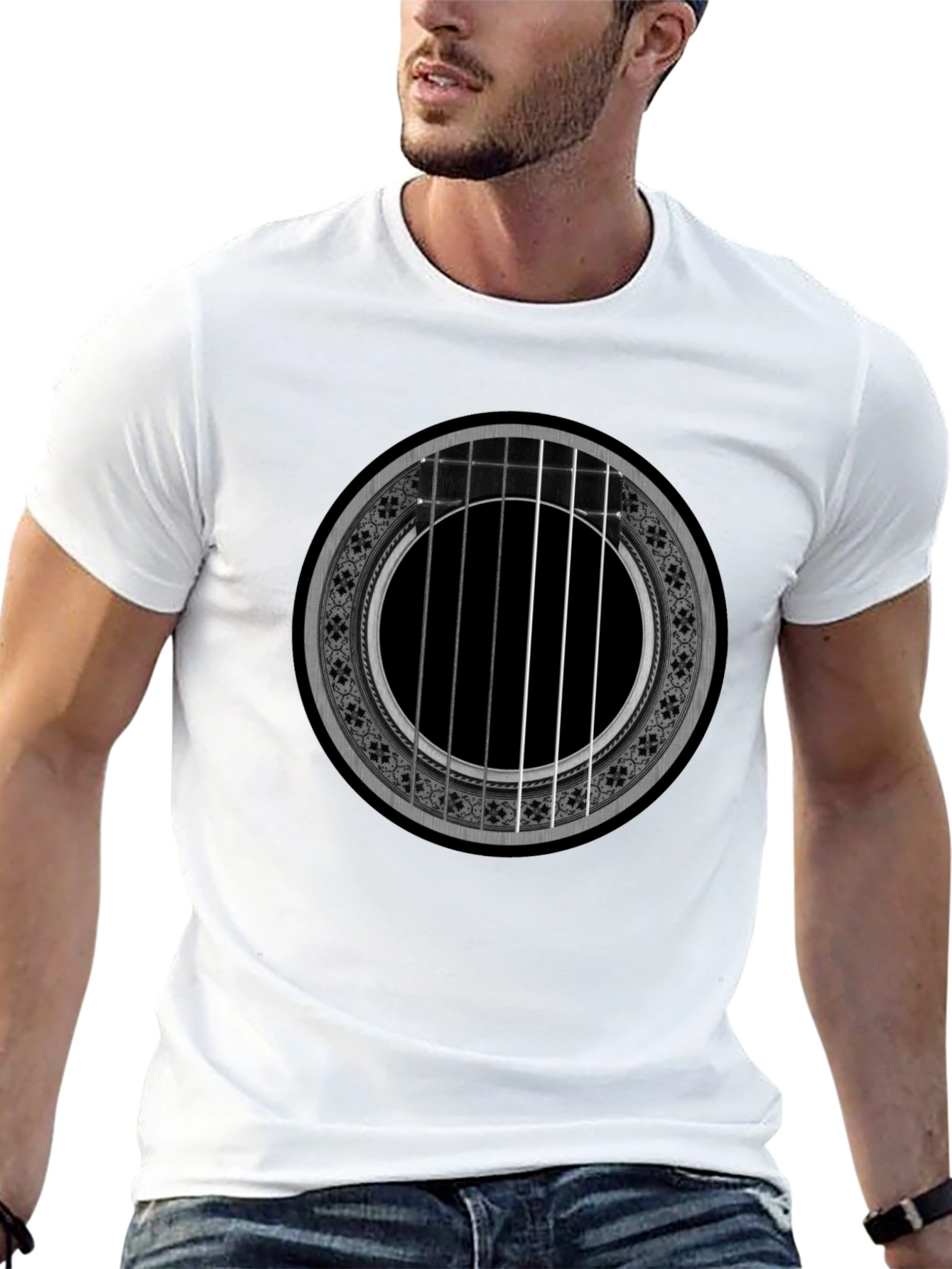 Acoustic Guitar Rose T-Shirt - Music Lover Tee