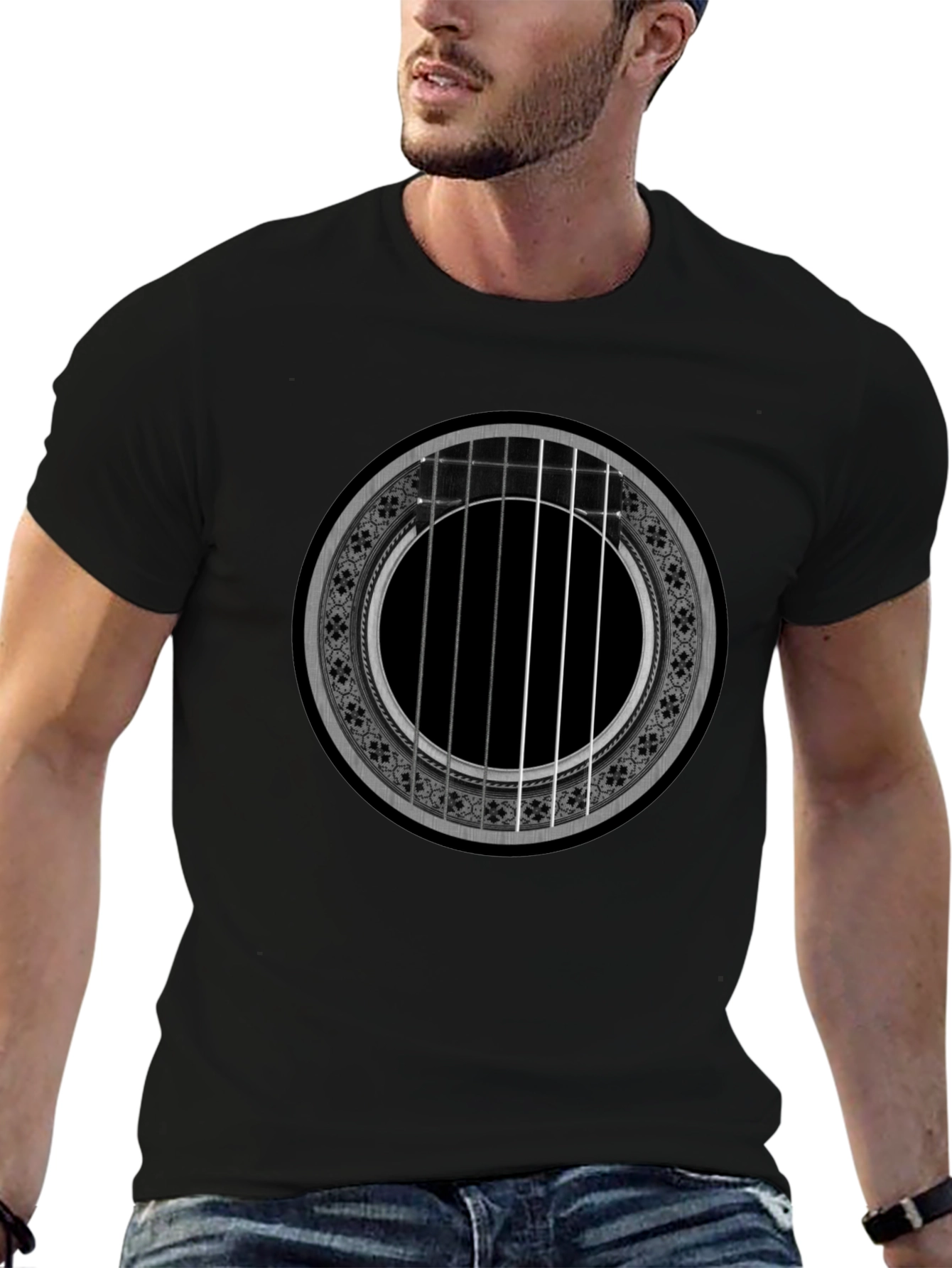 Acoustic Guitar Rose T-Shirt - Music Lover Tee