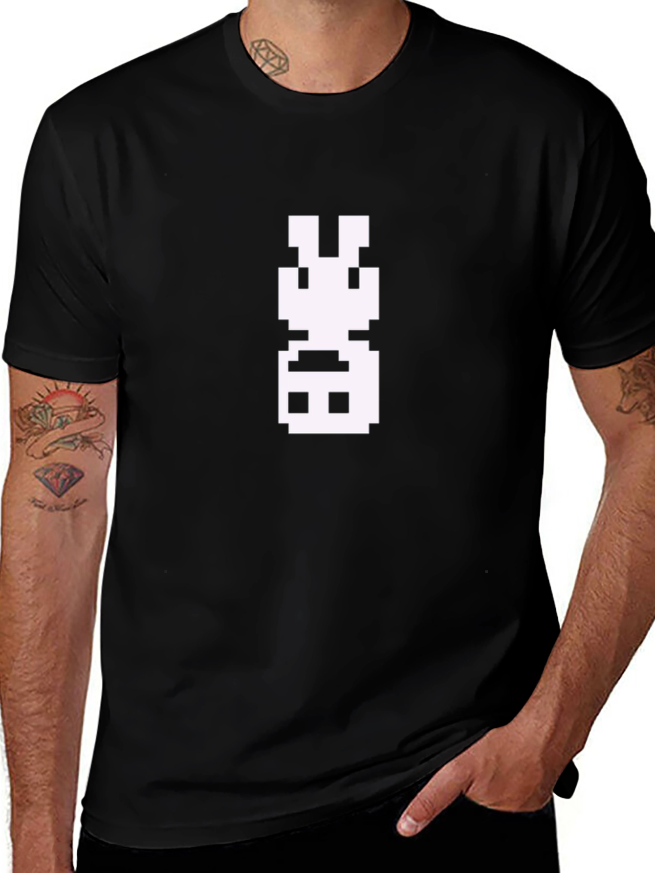 Pixel Bunny Black Tee - Gamer Style