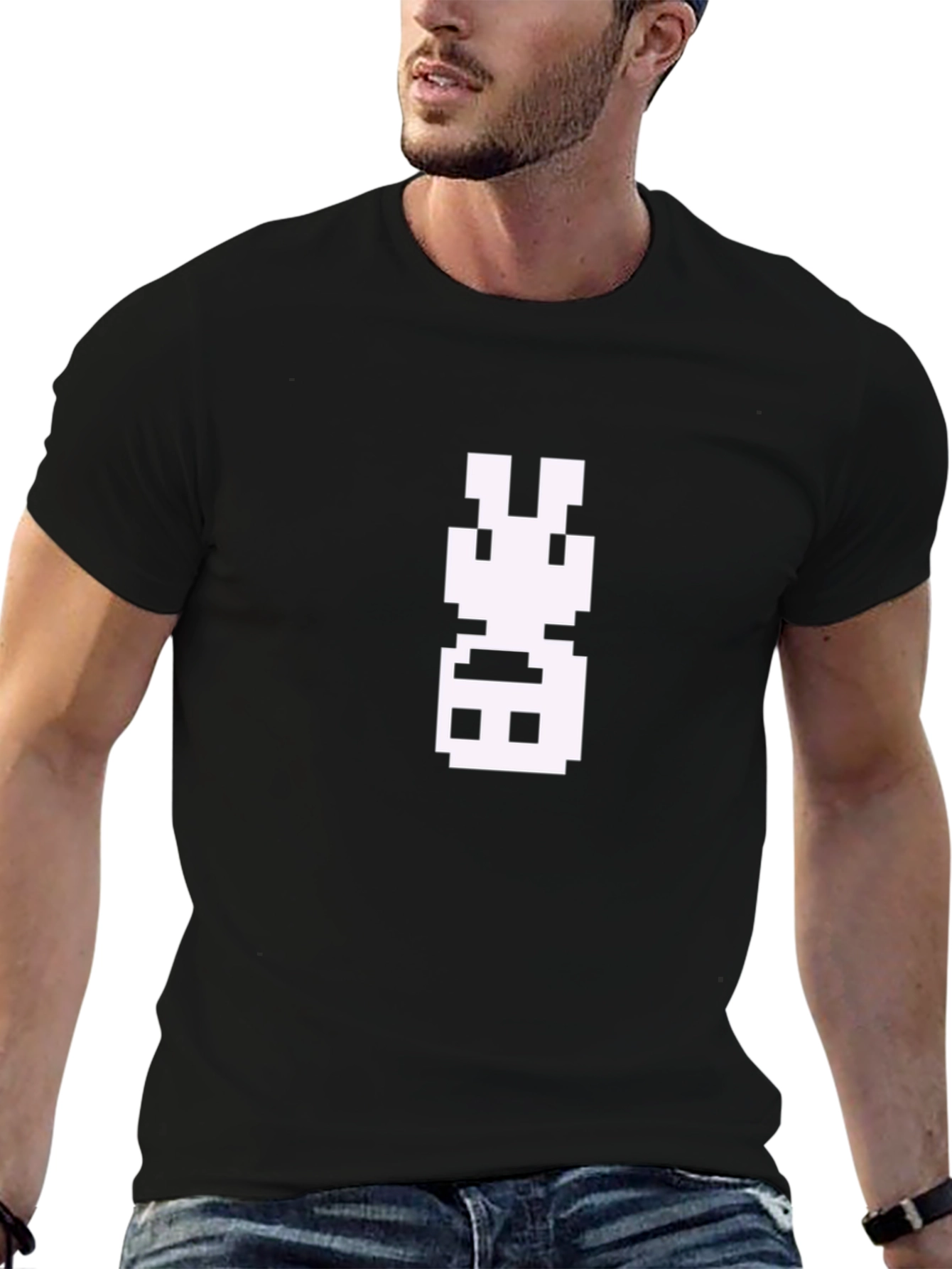 Pixel Bunny Black Tee - Gamer Style