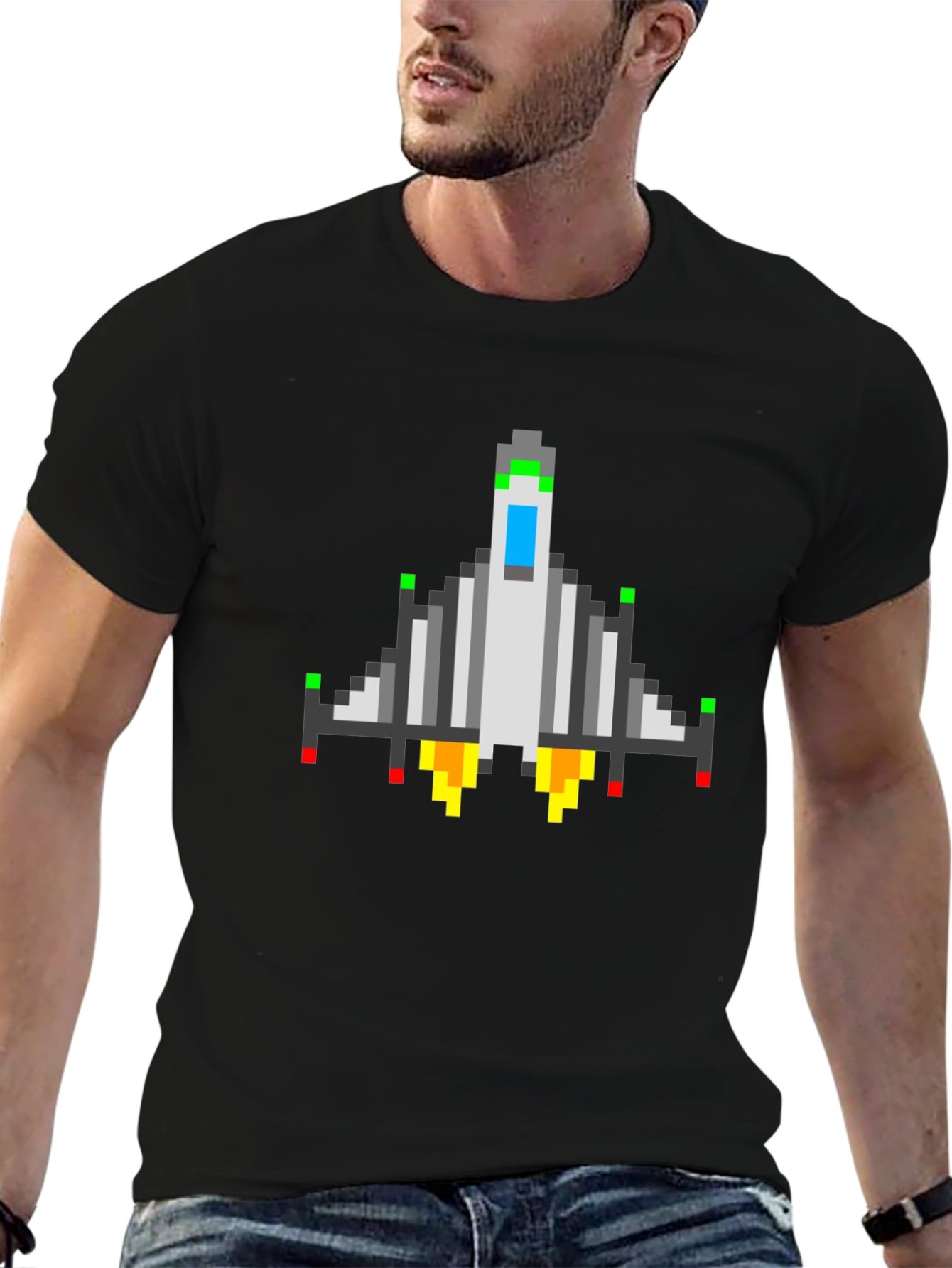 Pixel Spacecraft Tee - Retro Gamer Shirt