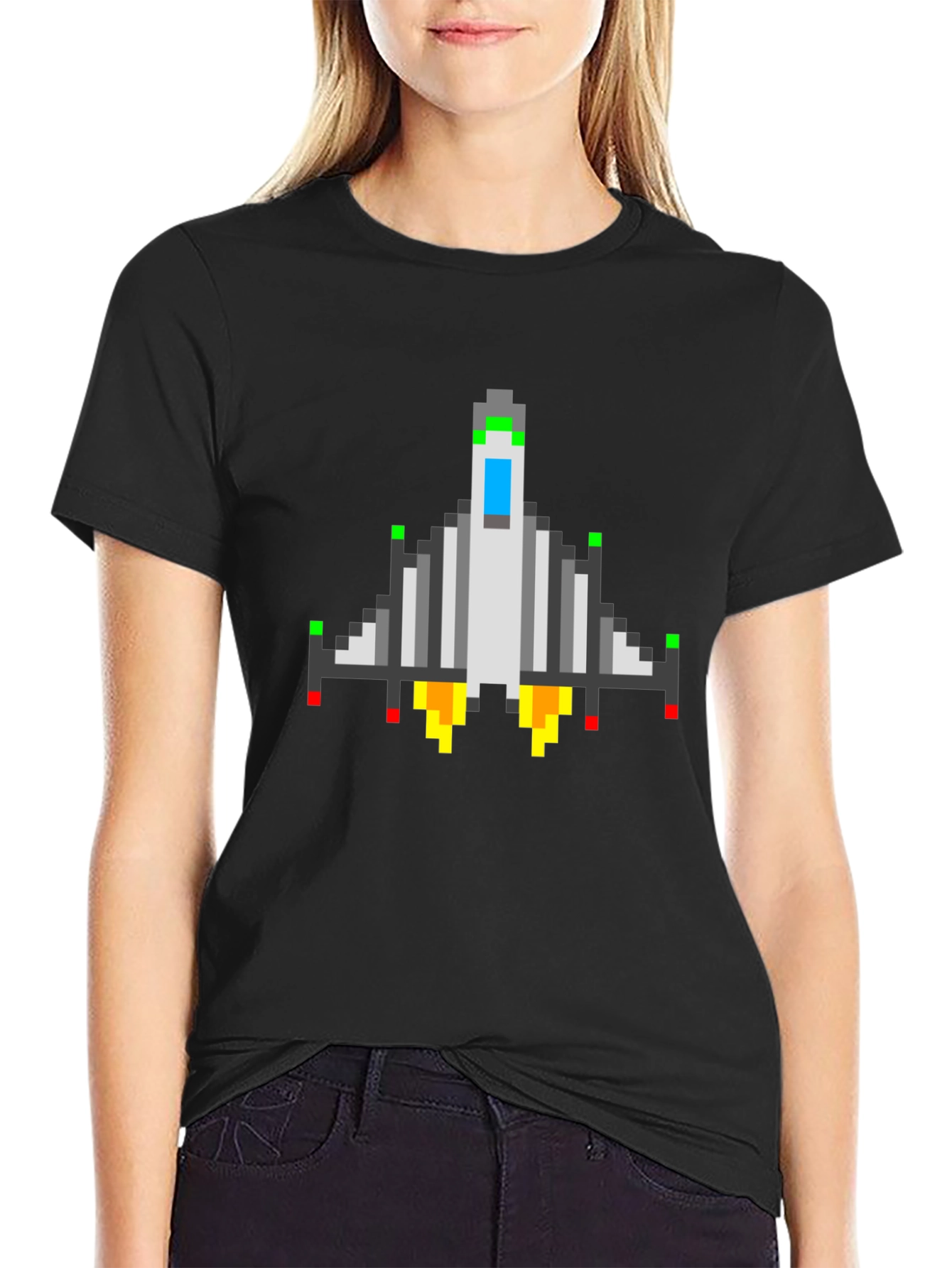 Pixel Spacecraft Tee - Retro Gamer Shirt