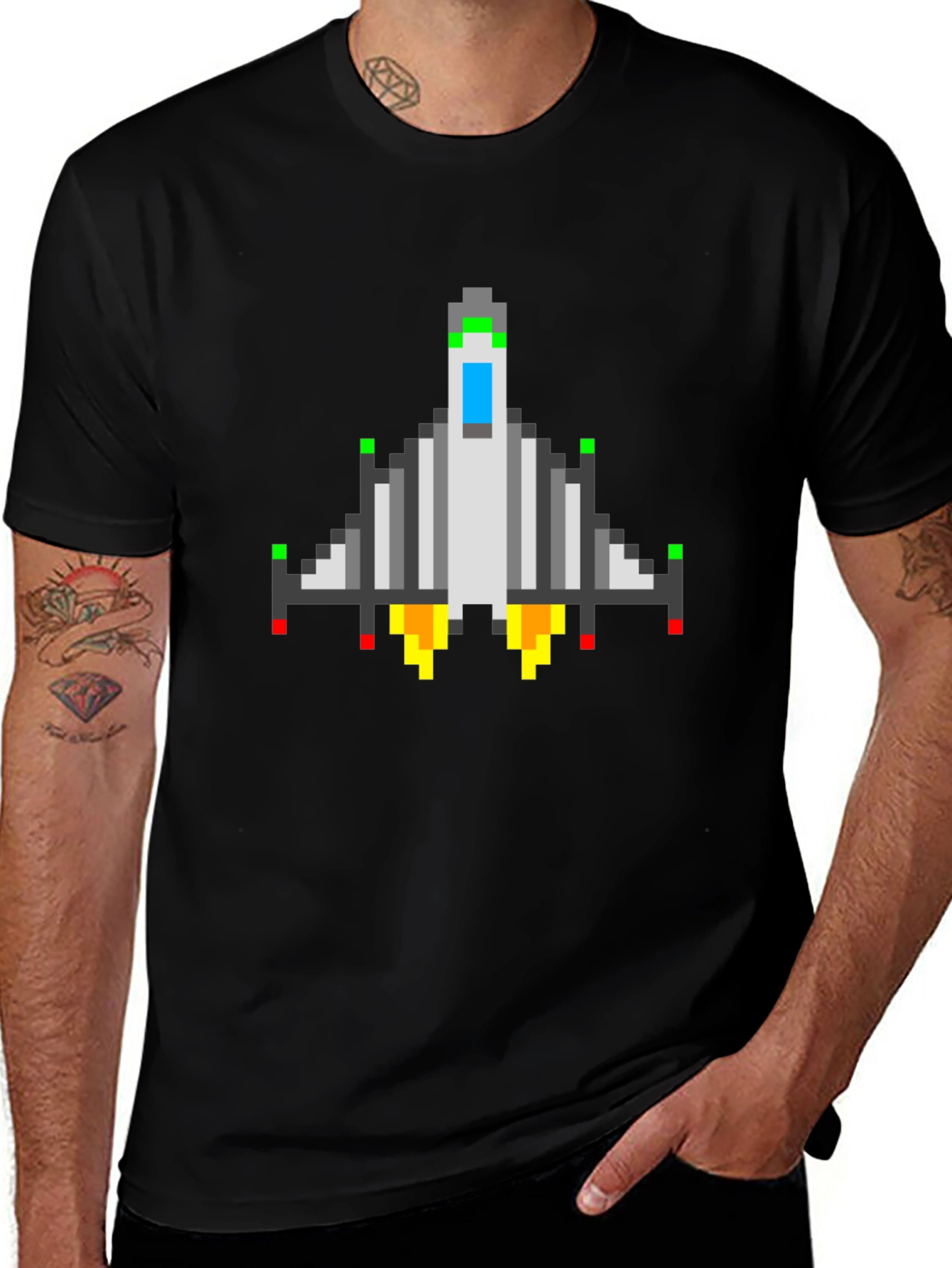 Pixel Spacecraft Tee - Retro Gamer Shirt