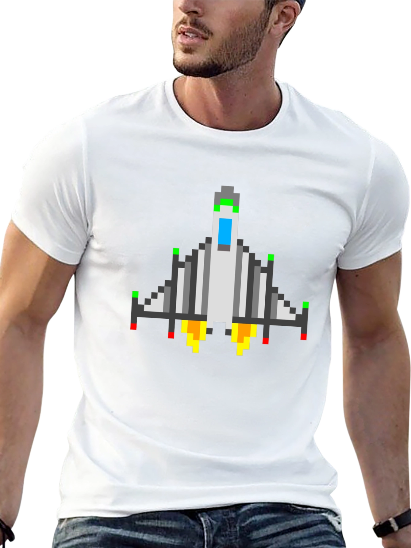 Pixel Spacecraft Tee - Retro Gamer Shirt